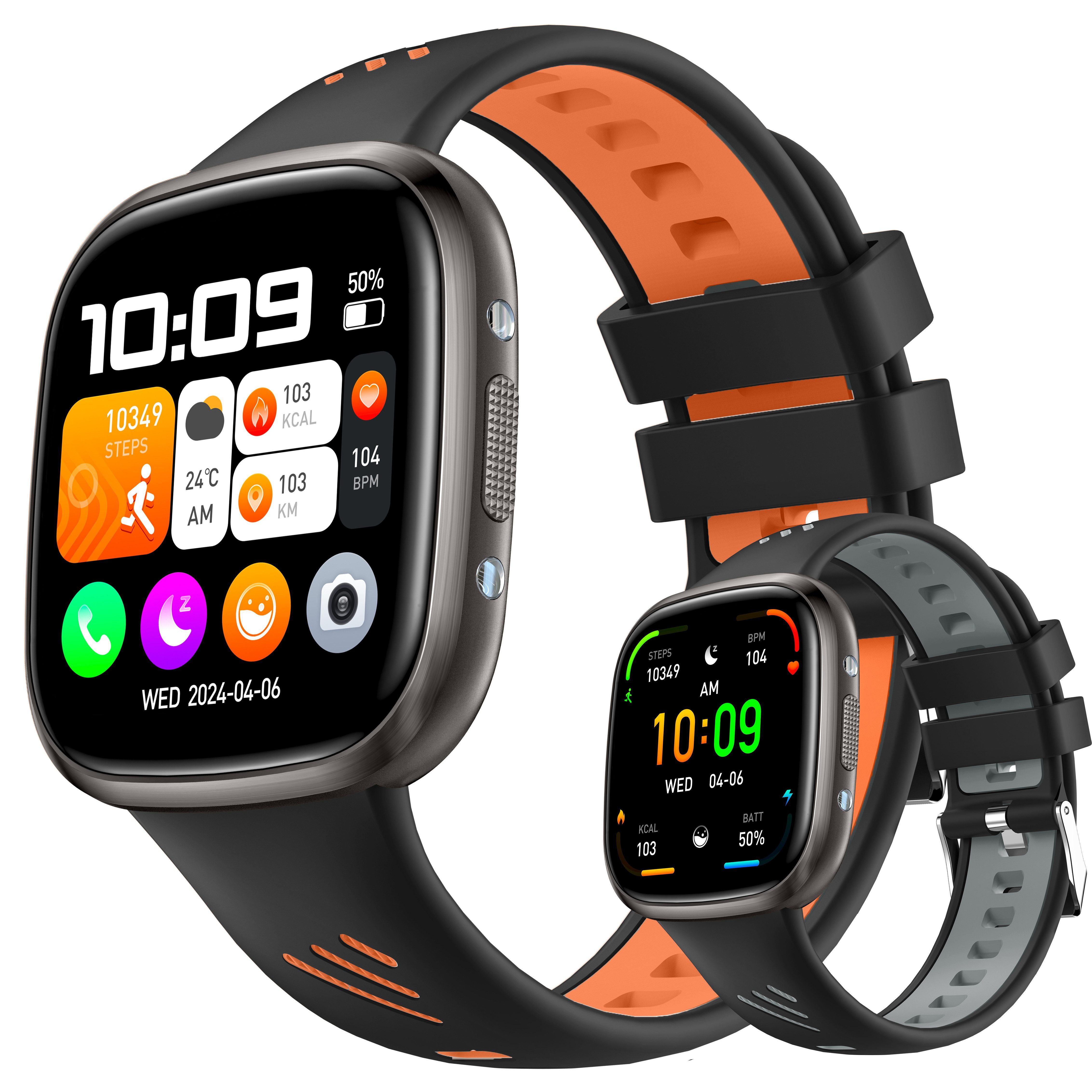 Toomoke Smartwatch Damen Herren, Touch Fitnessuhr mit Telefonfunktion Smartwatch (1,72 Zoll) Smart Watch Fitness Tracker Uhr mit Pulsmesser, Aktivitätstracker, IP68 Wasserdicht Sportuhr für Geschenke