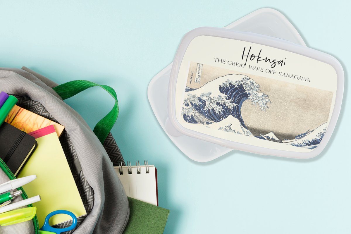 Kinder weiß - Japanische große und Hokusai Welle (2-tlg), Lunchbox - für Brotbox Brotdose, Kanagawa Kunst, Jungs Erwachsene, von Mädchen Kunststoff, und MuchoWow für Die