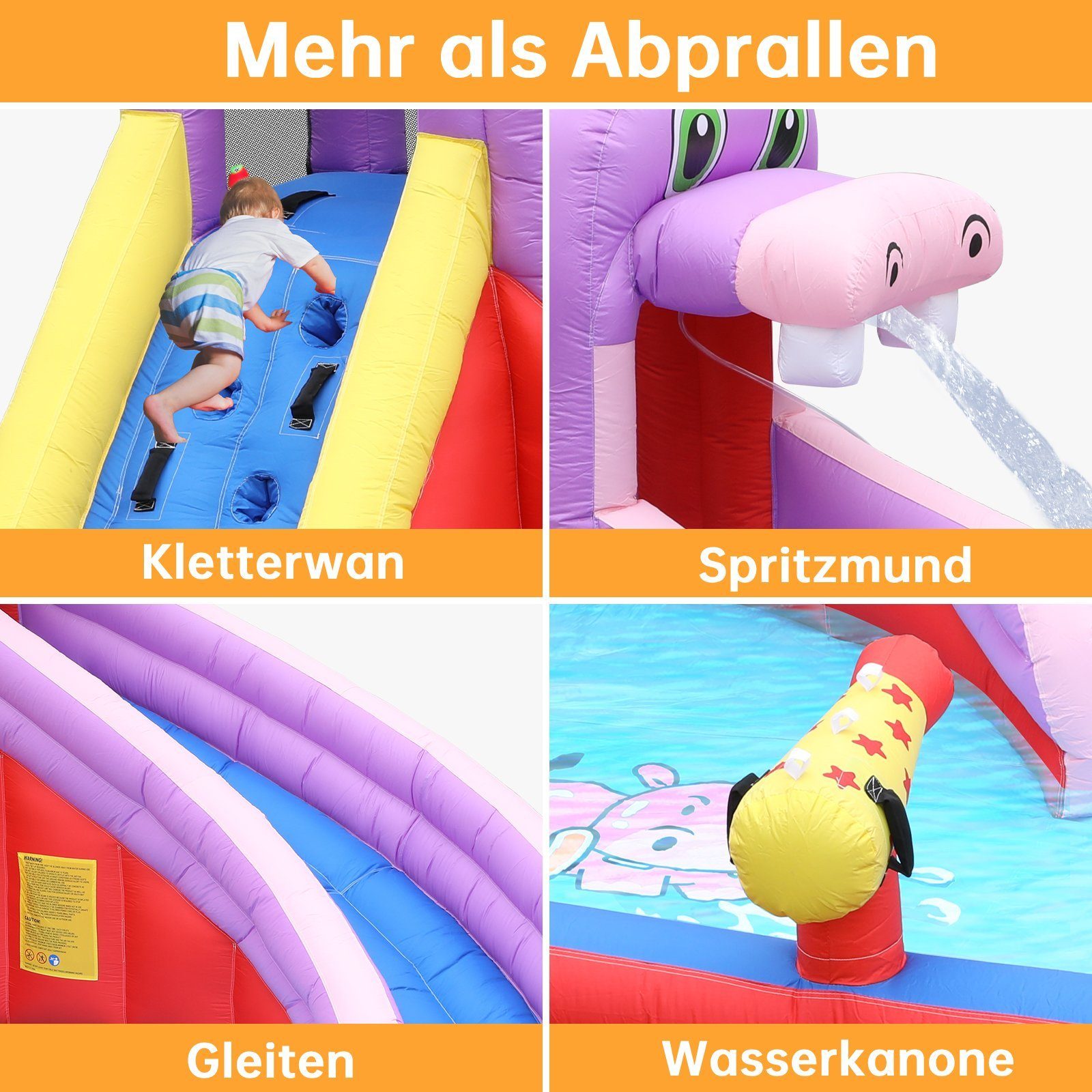 Bamny Hüpfburg Große Hüpfburg für Kinder mit Wasserrutsche & Planschbecken