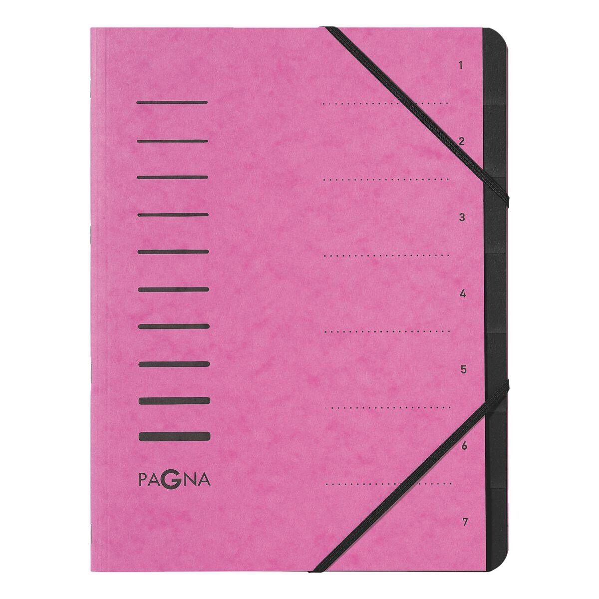 PAGNA Organisationsmappe, Ordnungsmappe 1-7, mit 7 Fächern, schwarzes Griffregister, A4