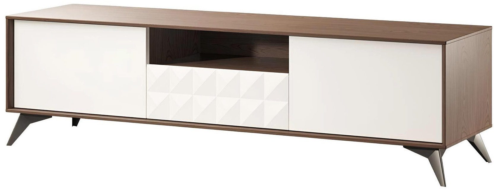 Xlmoebel TV-Board Elegantes TV-Design-Sideboard mit Regalen in Hochglanz Weiß (TV-Board, 1 St., RTV 4062292183027), Hergestellt in Europa