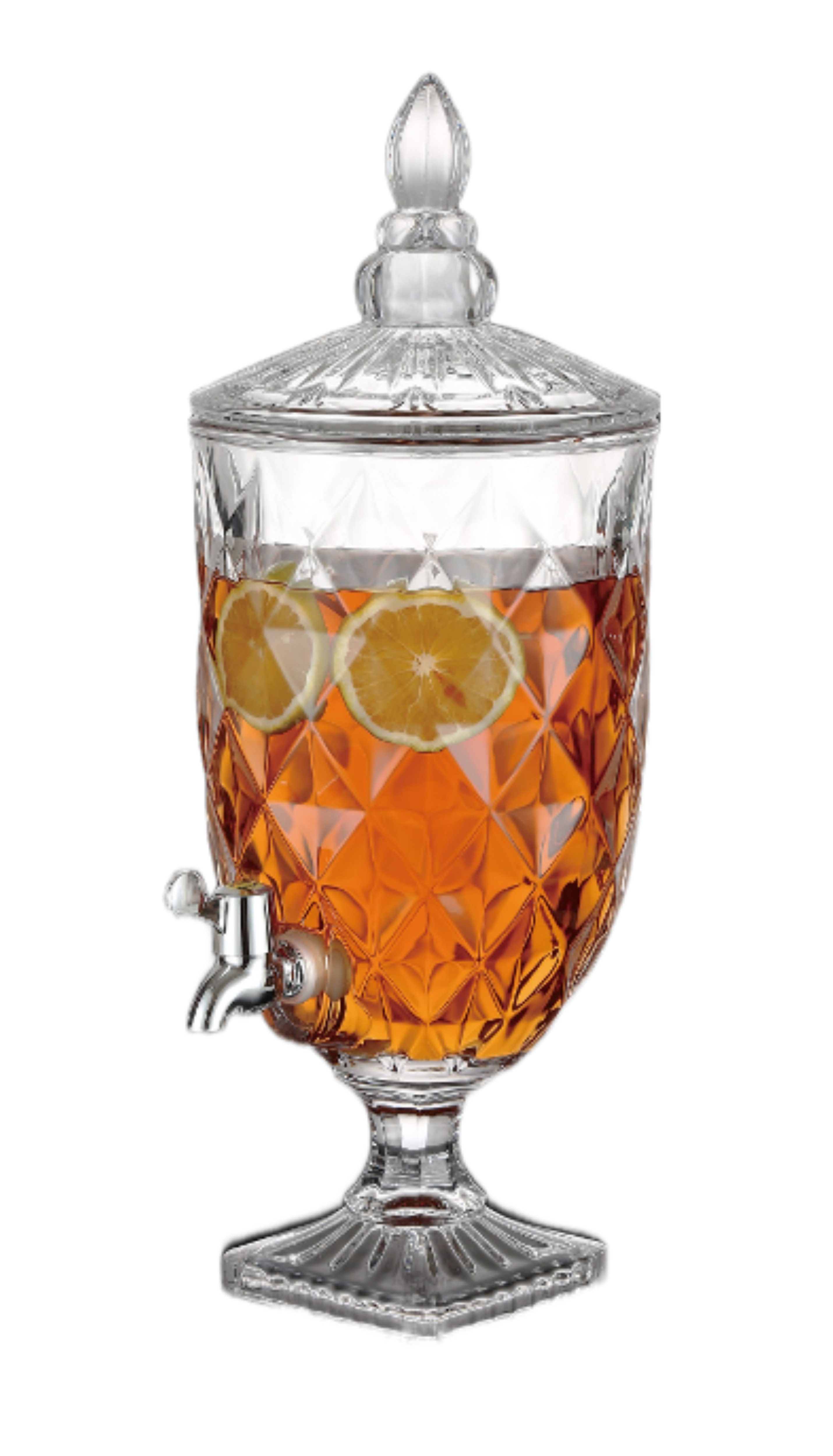 Cheffinger Getränkespender Getränkespender 5L aus Glas mit Deckel - Retro Design mit Zapfhahn