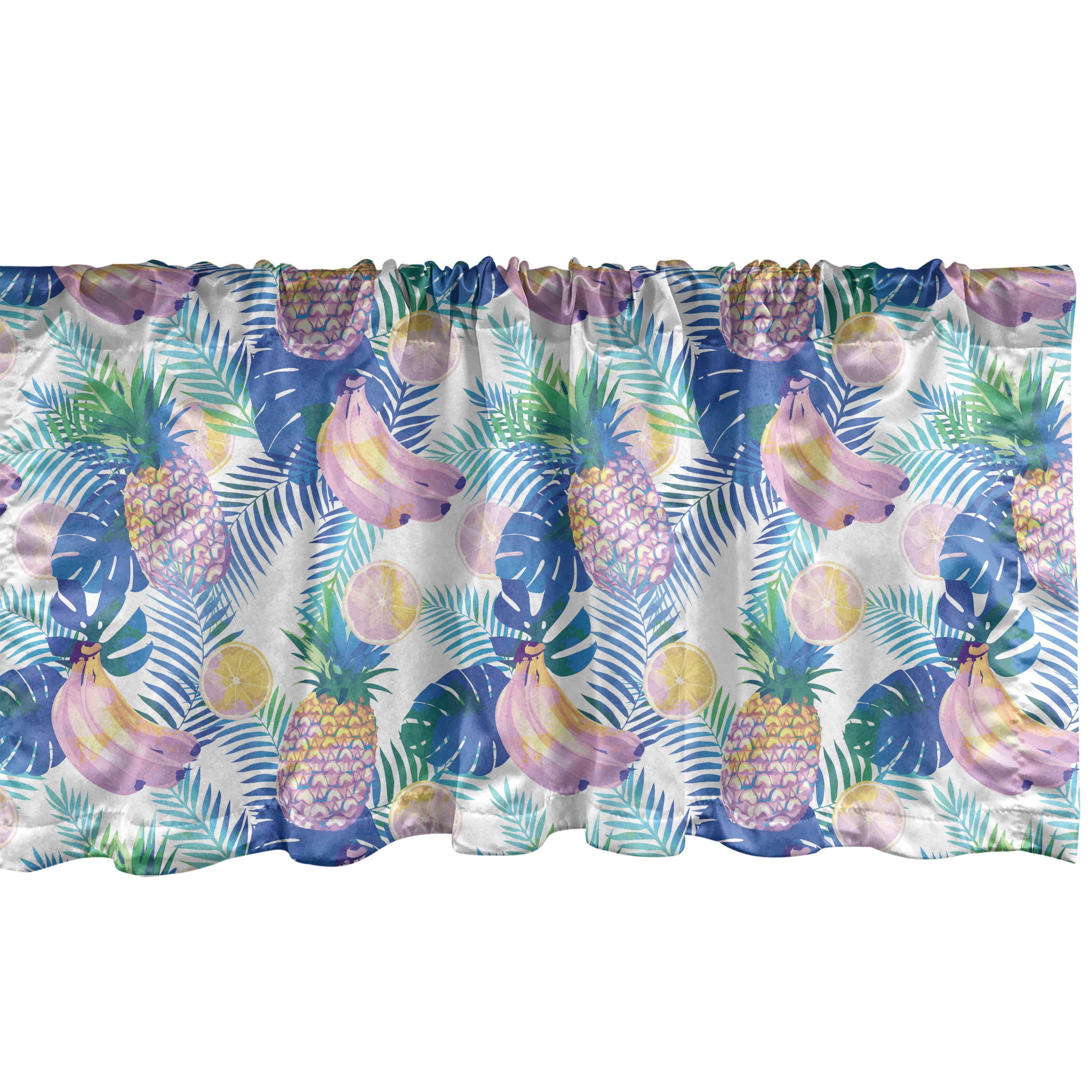 Scheibengardine Vorhang Volant für Küche Schlafzimmer Dekor mit Stangentasche, Abakuhaus, Microfaser, Tropisch Hawaiian Sommer Pflanzen
