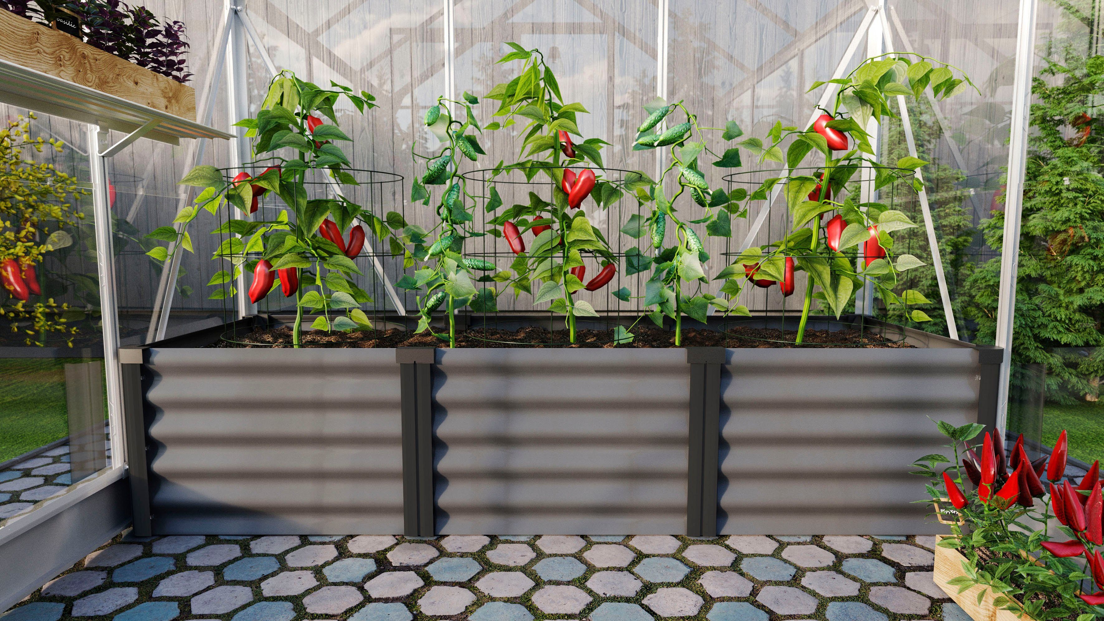 Vitavia Hochbeet Meta In&Out 401 S, BxTxH: 65x185x40 cm, granit/schwarz