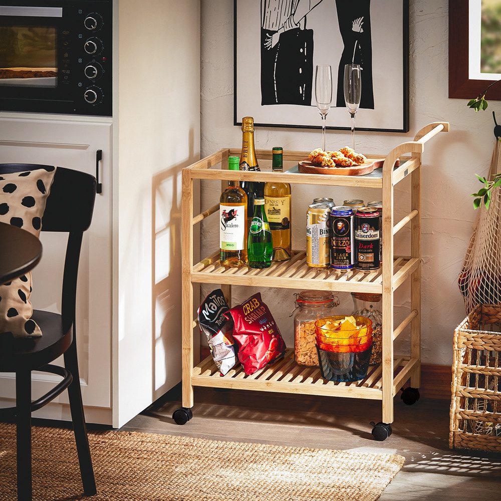 SoBuy Servierwagen SVW24, mit Rollen Küchenwagen Küchenregal Rollwagen günstig online kaufen