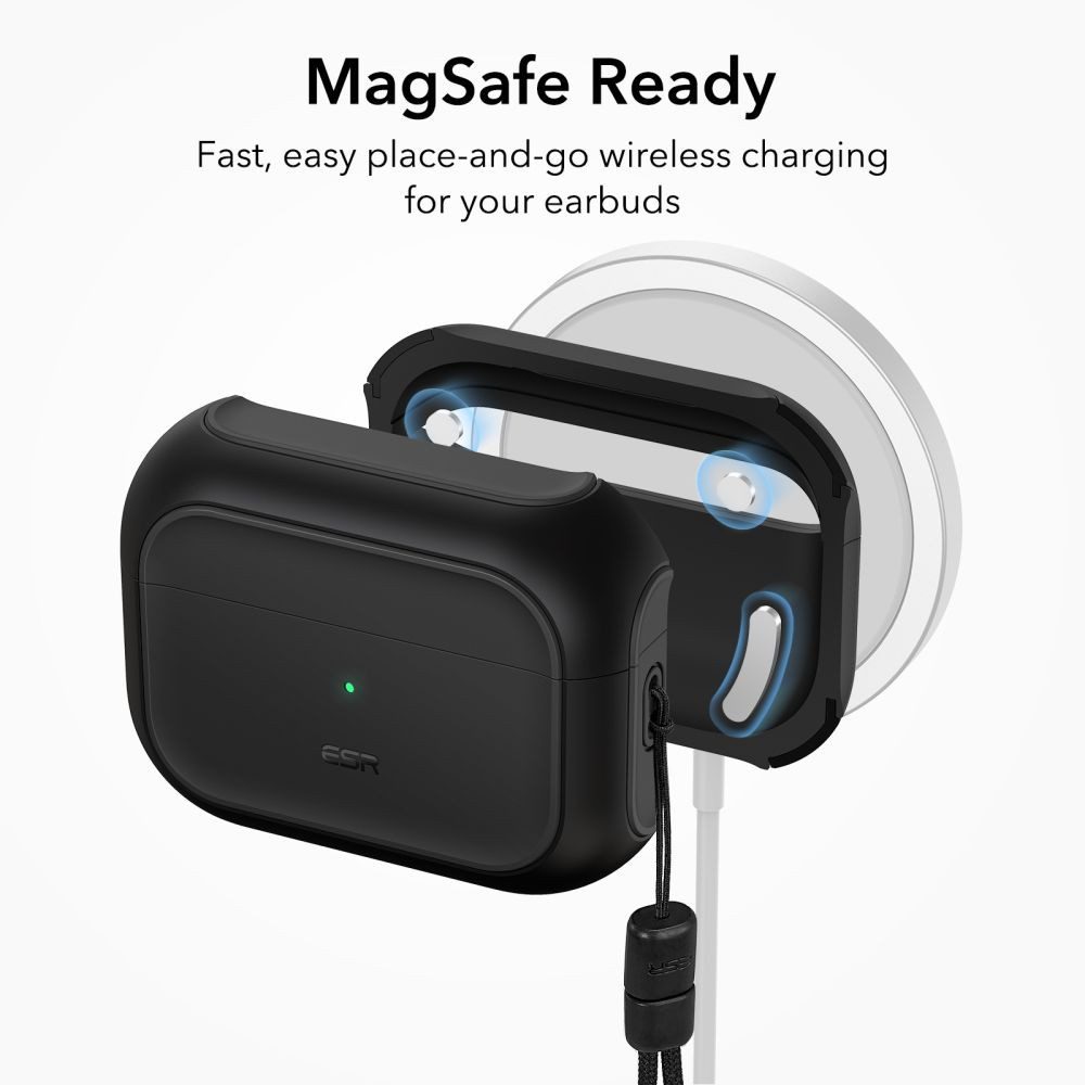 ESR Kopfhörer-Schutzhülle Hybridhülle Umhängeband, MagSafe, Hybridmaterial, LED-Anzeige, Umhängeband