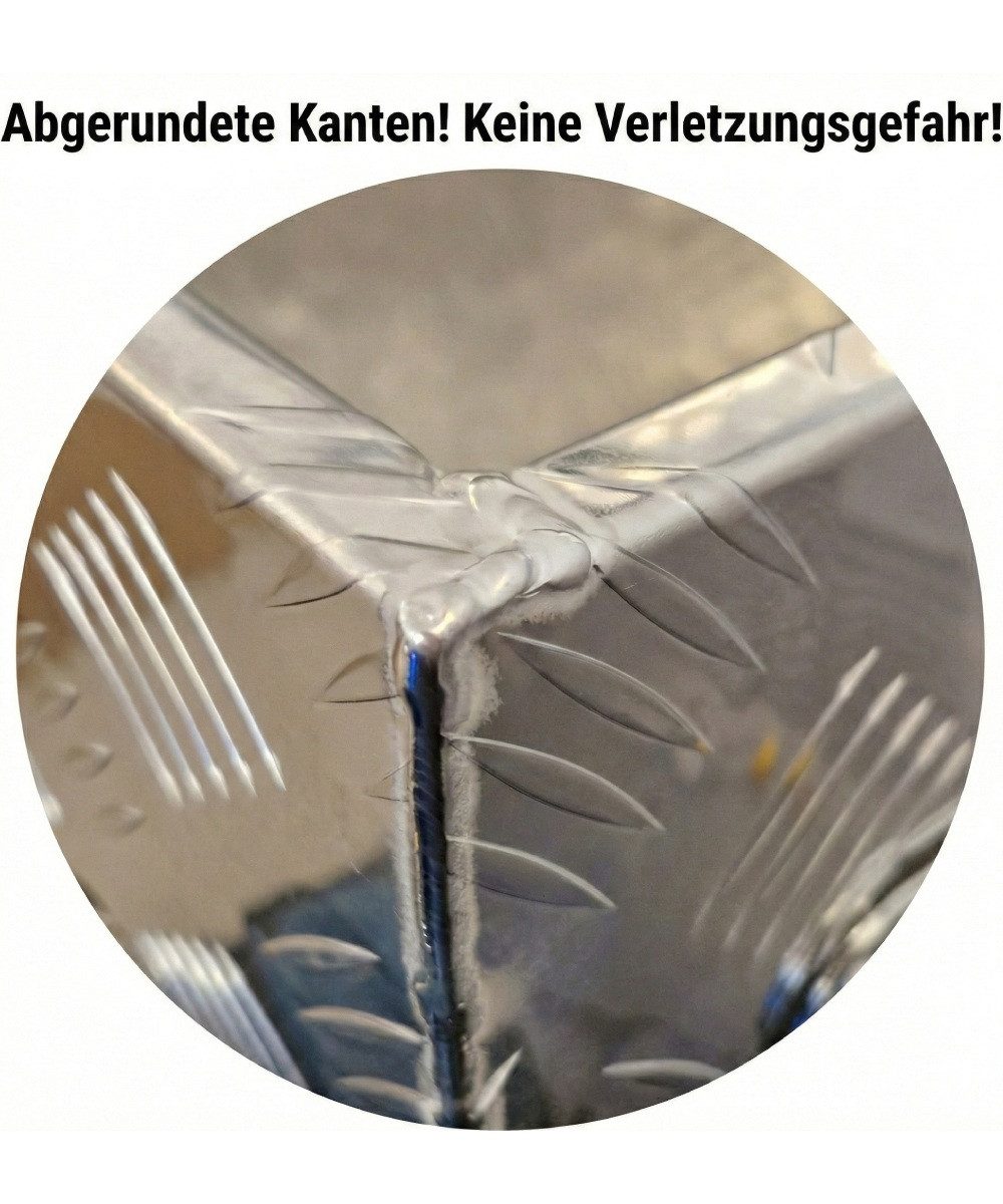 Systafex® Anhänger-Deichselbox Alu Riffelblech Deichselbox 78cm flach abschließbar mit Schloss, abgerundete Kanten – Bild 4 von 5