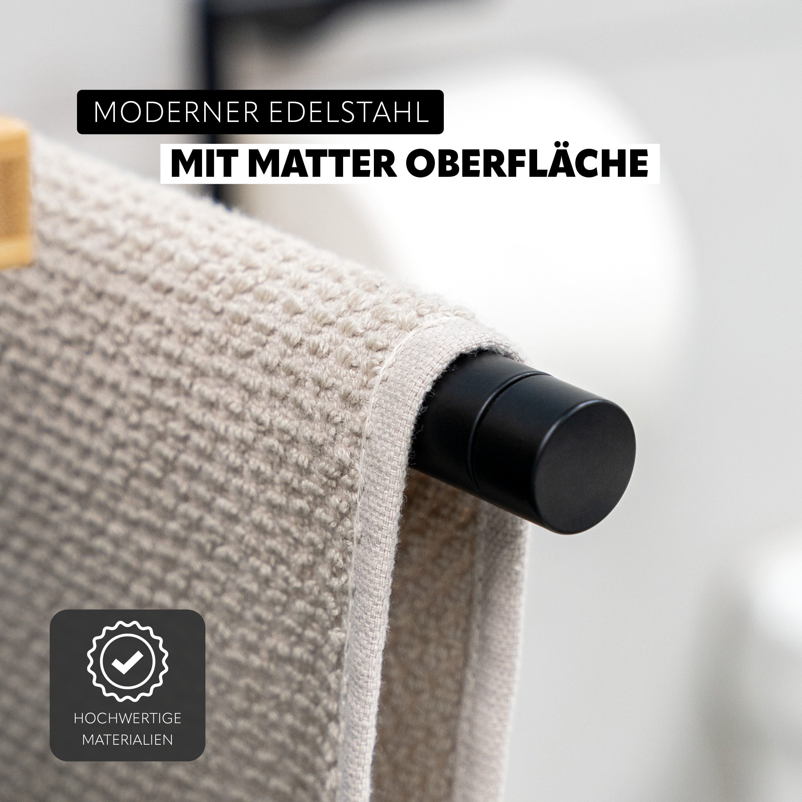 bremermann Teleskop-Handtuchhalter Bad-Serie PIAZZA BLACK - aus Edelstahl matt schwarz – Bild 5 von 5