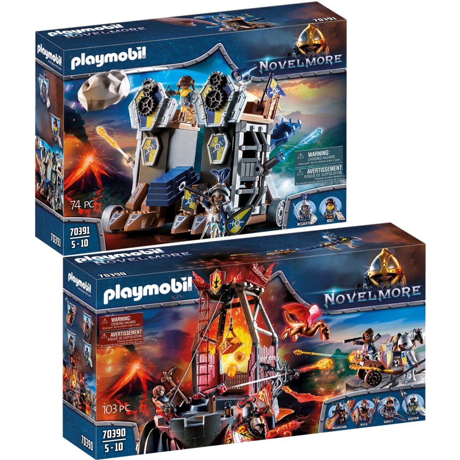 Playmobil® Spielbausteine 70390 70391 Novelmore 2er Set Lavamine +  Katapultfestung