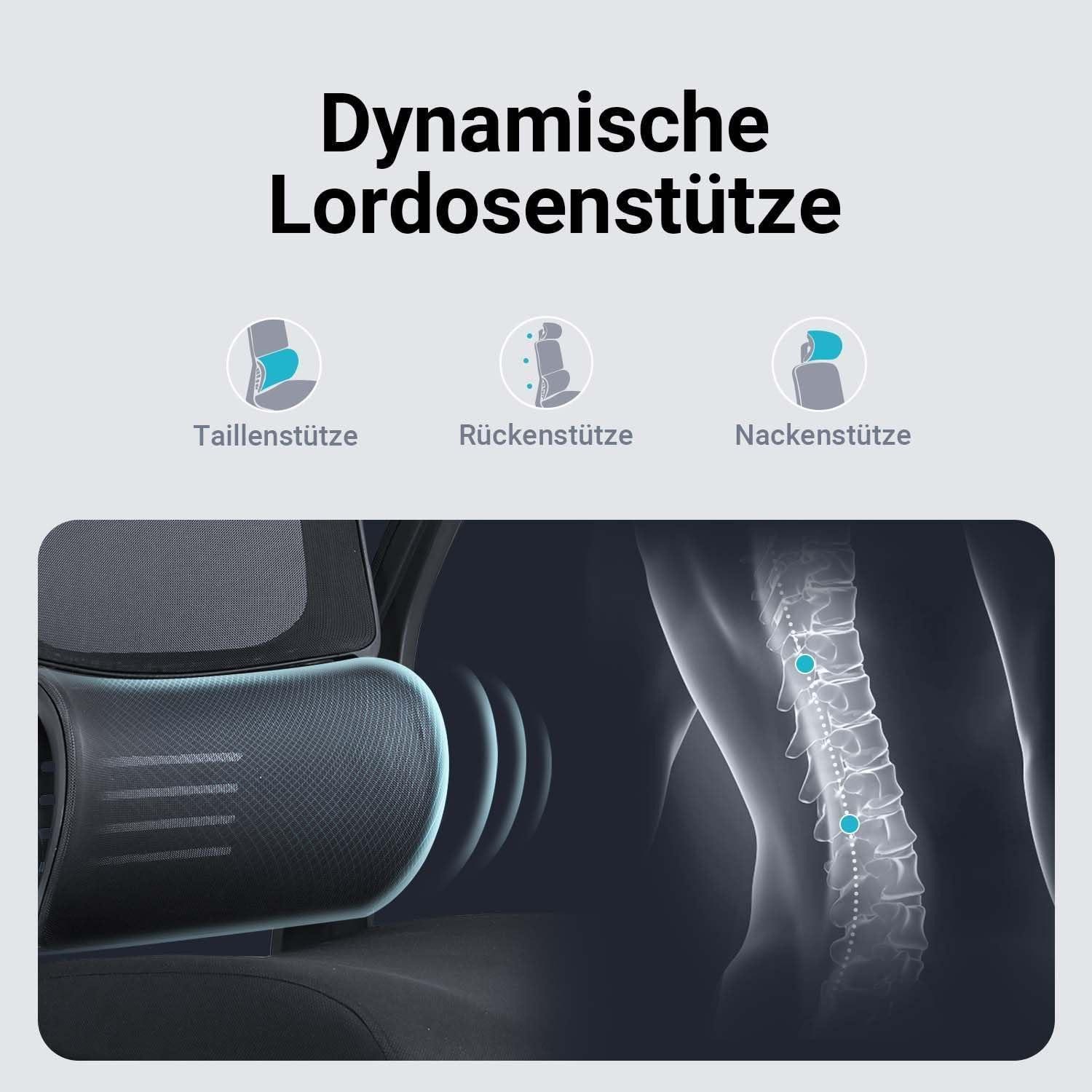 LuxusKollektion Bürostuhl Ergonomischer Bürostuhl Testsieger hohe Rückenlehne Lordosenstütze