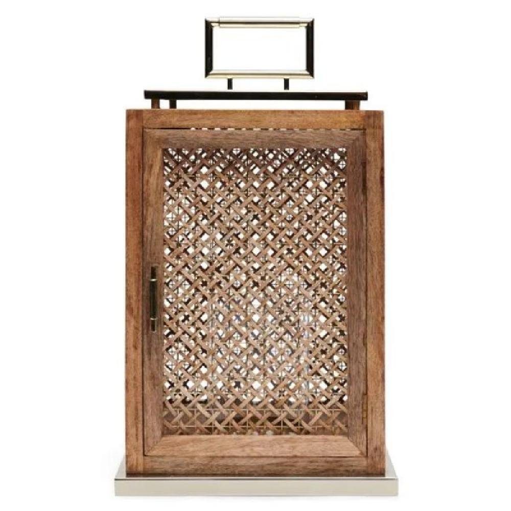 Rattan (34cm) Laterne Rustic Herringbone Kerzenhalter Maison Rivièra