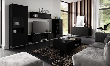 Beautysofa TV-Schrank Querty (modernes Sideboard für Wohnzimmer,mit Einlegeböden, weiße / schwarze / hikora) inklusive 1x Tür mit Push-to-Open-Methode