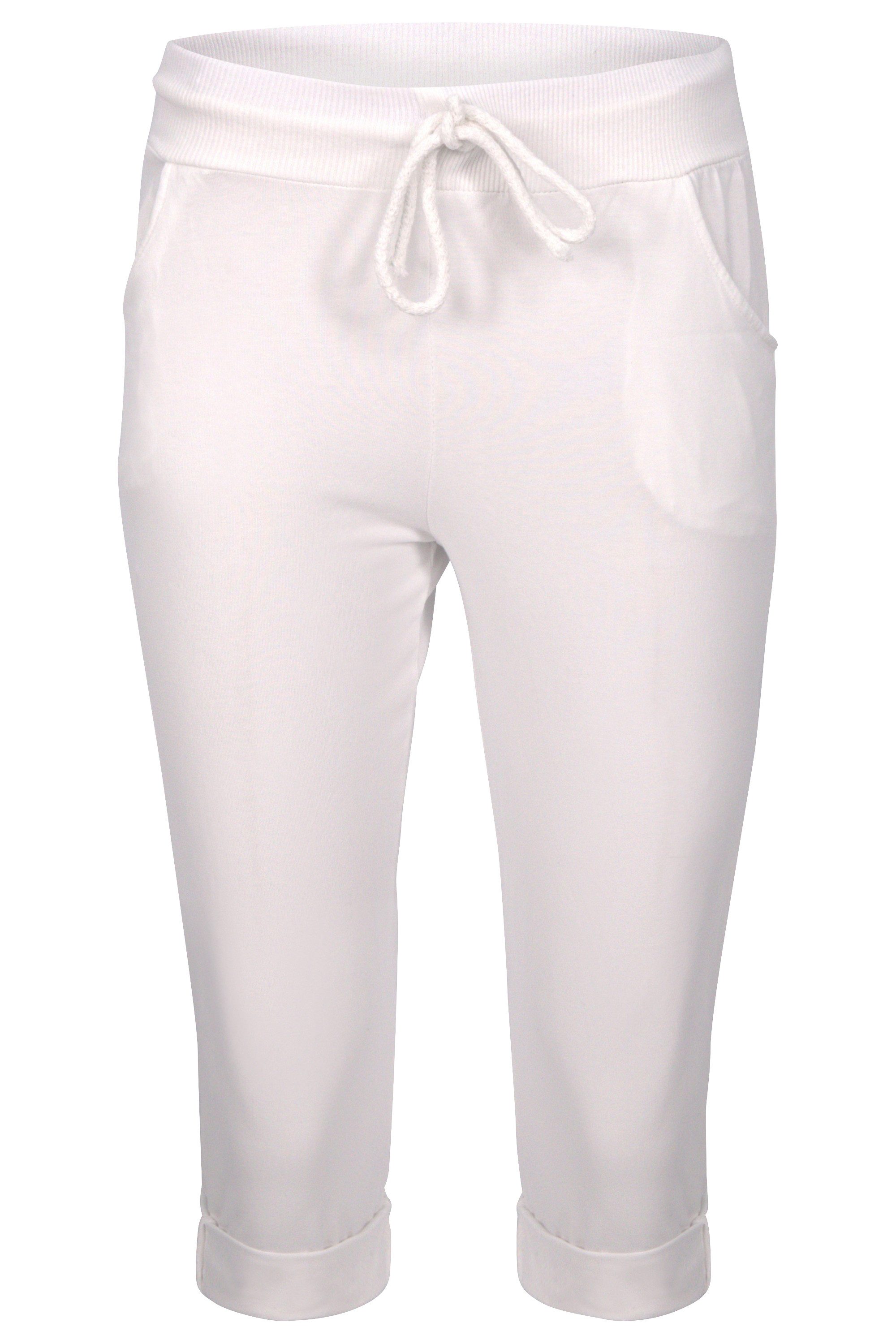 malito more than fashion Sweathose malito Damen kurze Hose, lässige Boyfriendhose, Sweatpants in Unifar Schlupfform mit Bindeband Einheitsgröße