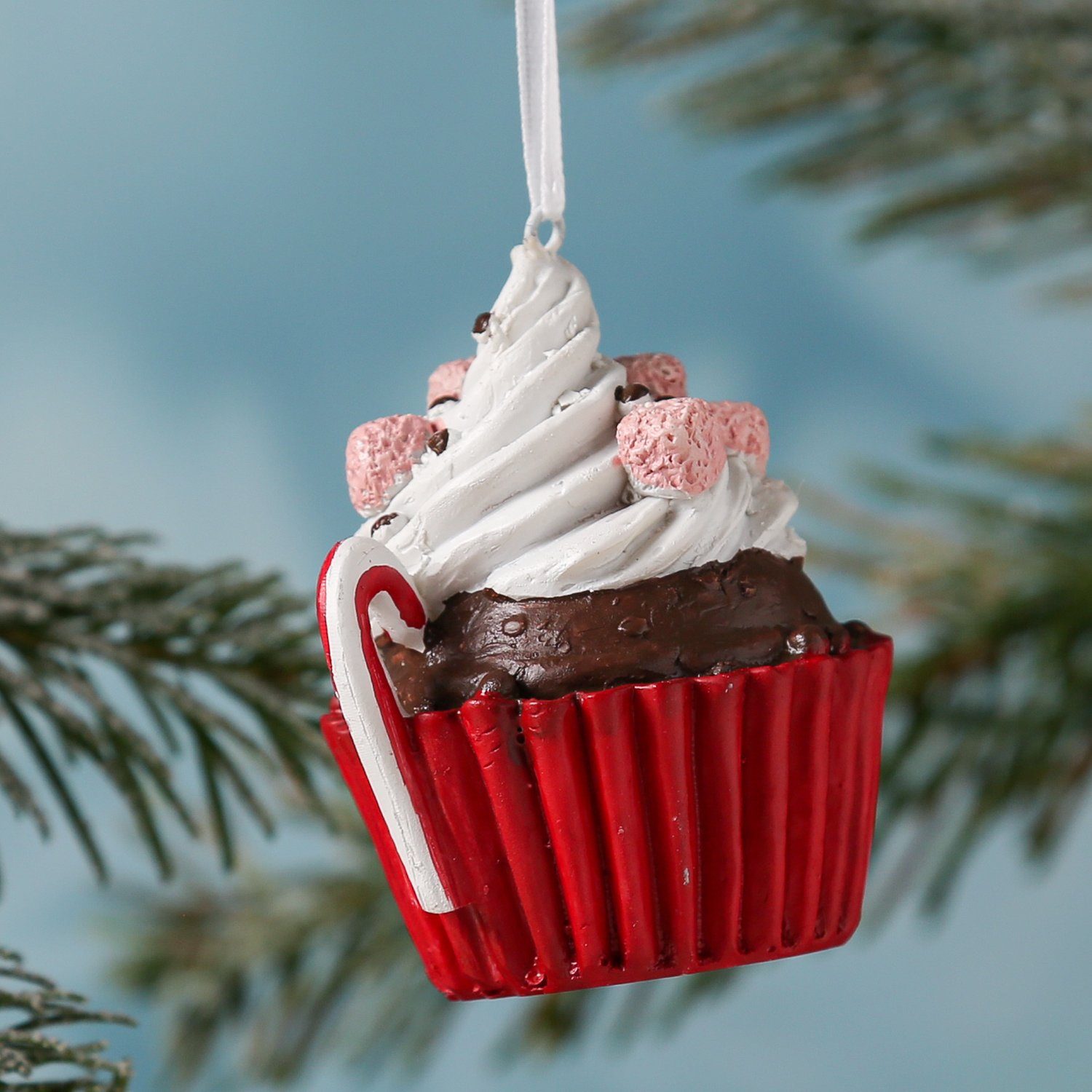 MARELIDA Christbaumschmuck Weihnachtsbaumschmuck Muffin Cupcake Törtchen Geschenk H: 8cm rosa