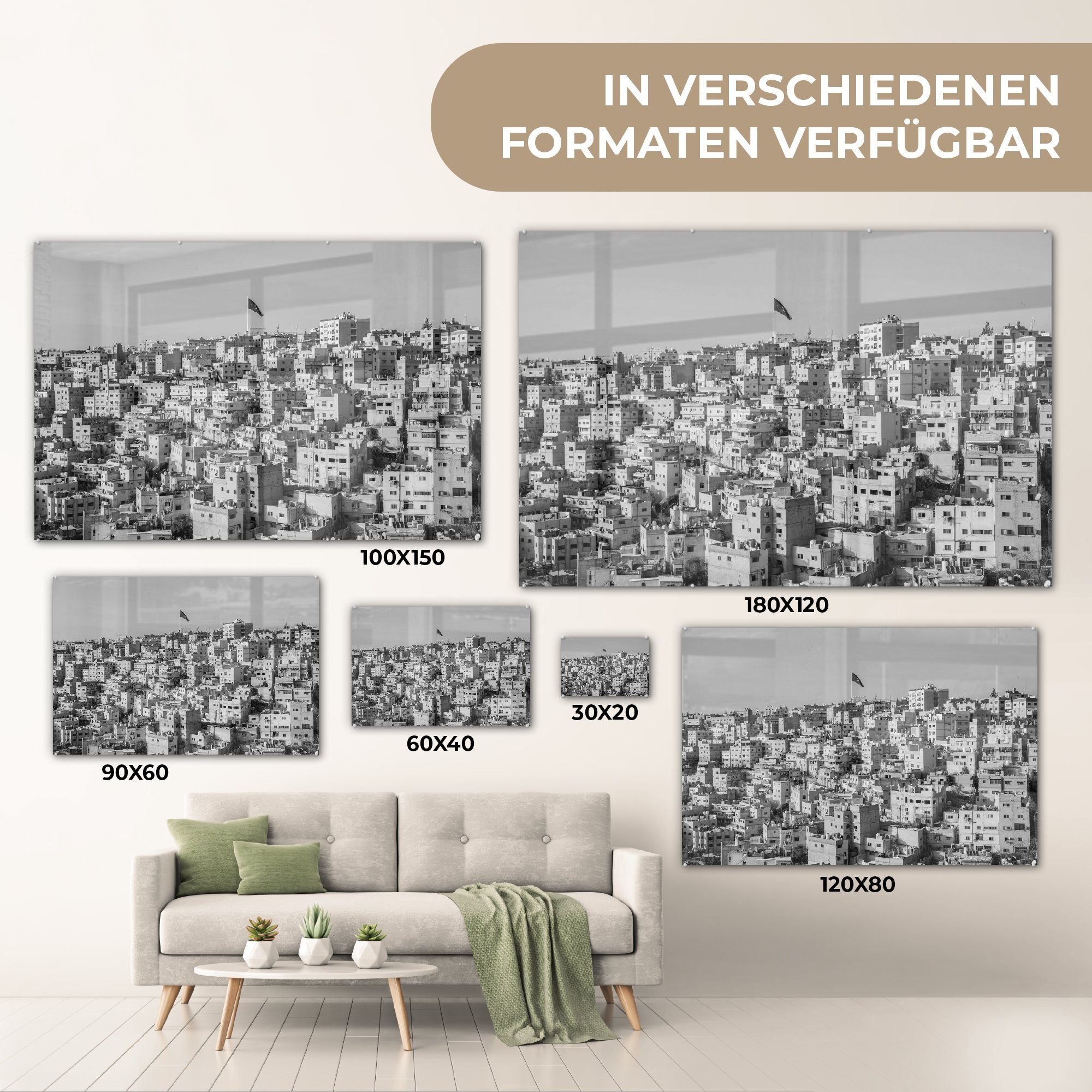 - Jordanien Schwarz MuchoWow Weiß, (1 & Acrylglasbild - Haus Acrylglasbilder St), Schlafzimmer - Wohnzimmer