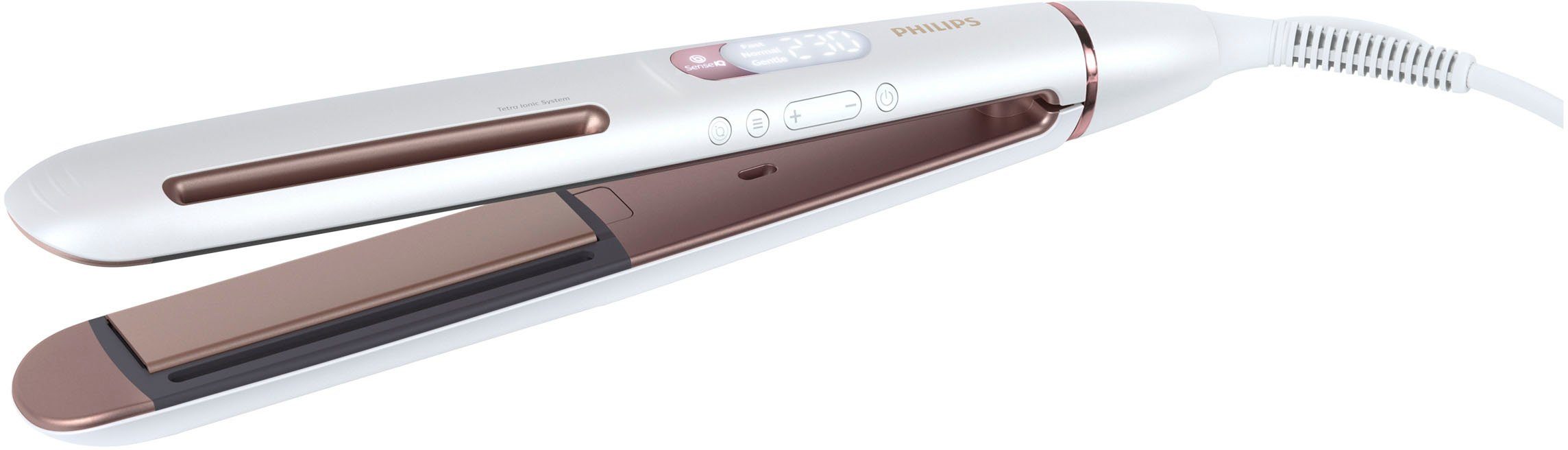 Philips Glätteisen Prestige BHS830/00 Keramik-Beschichtung, mit SenseIQ Technologie, Tetra Ionic System und 3 Styling-Modi