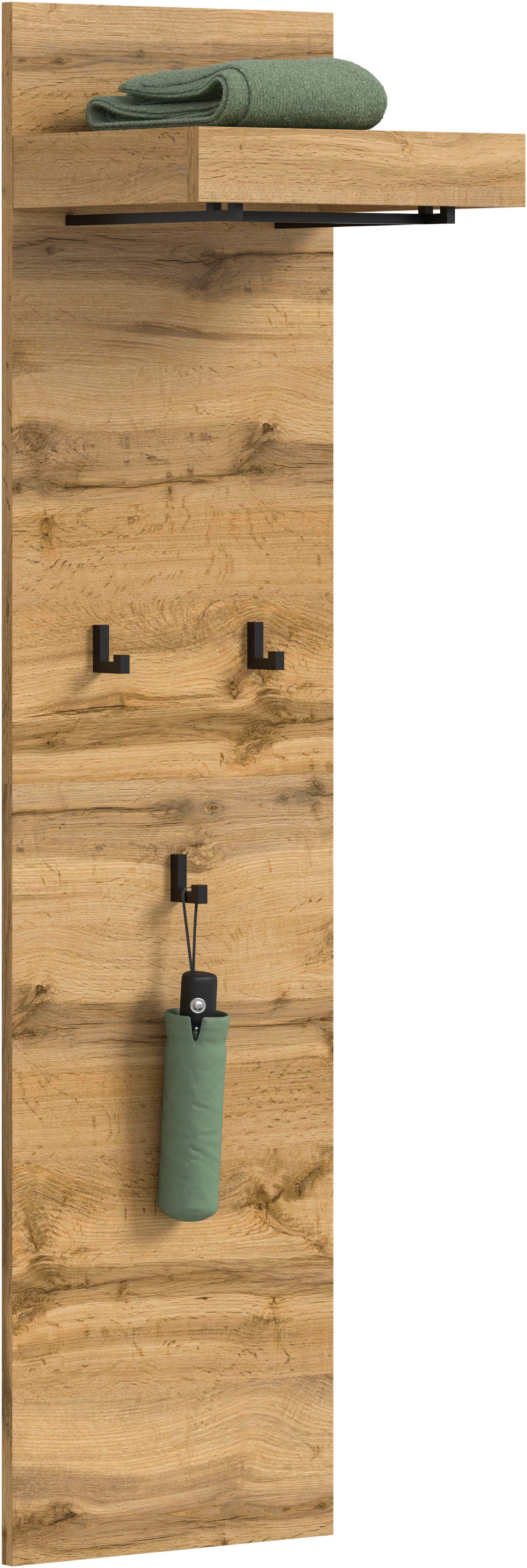 OTTO home Garderobenpaneel MAMBO, TOPSELLER!, Höhe 150cm, 3 Haken, Ablageboden, Garderobenstange (1 St., individuell mit weiteren Artikeln der Serie MAMBO kombinierbar), Paneel, Garderobe, Flur, Diele, Hakenleiste