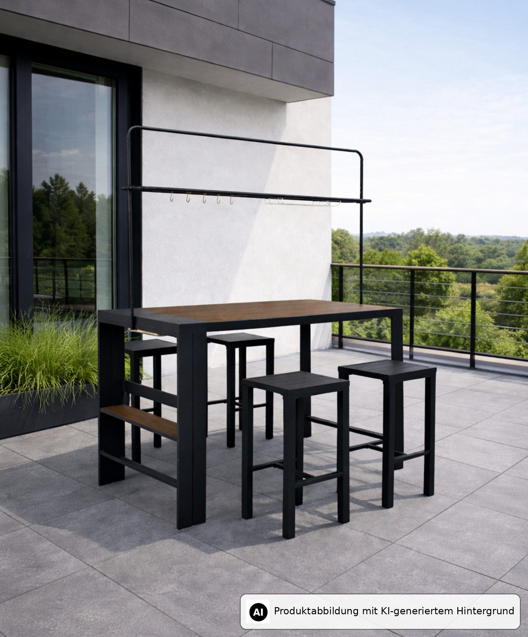 Leco Gartenbar-Set Gartenbar Partybar Barset Sitzgruppe Gartentheke Stehtisch ELSA, (1 Theke, 4 Hocker), bestehend aus 4 Hockern und 1 Theke