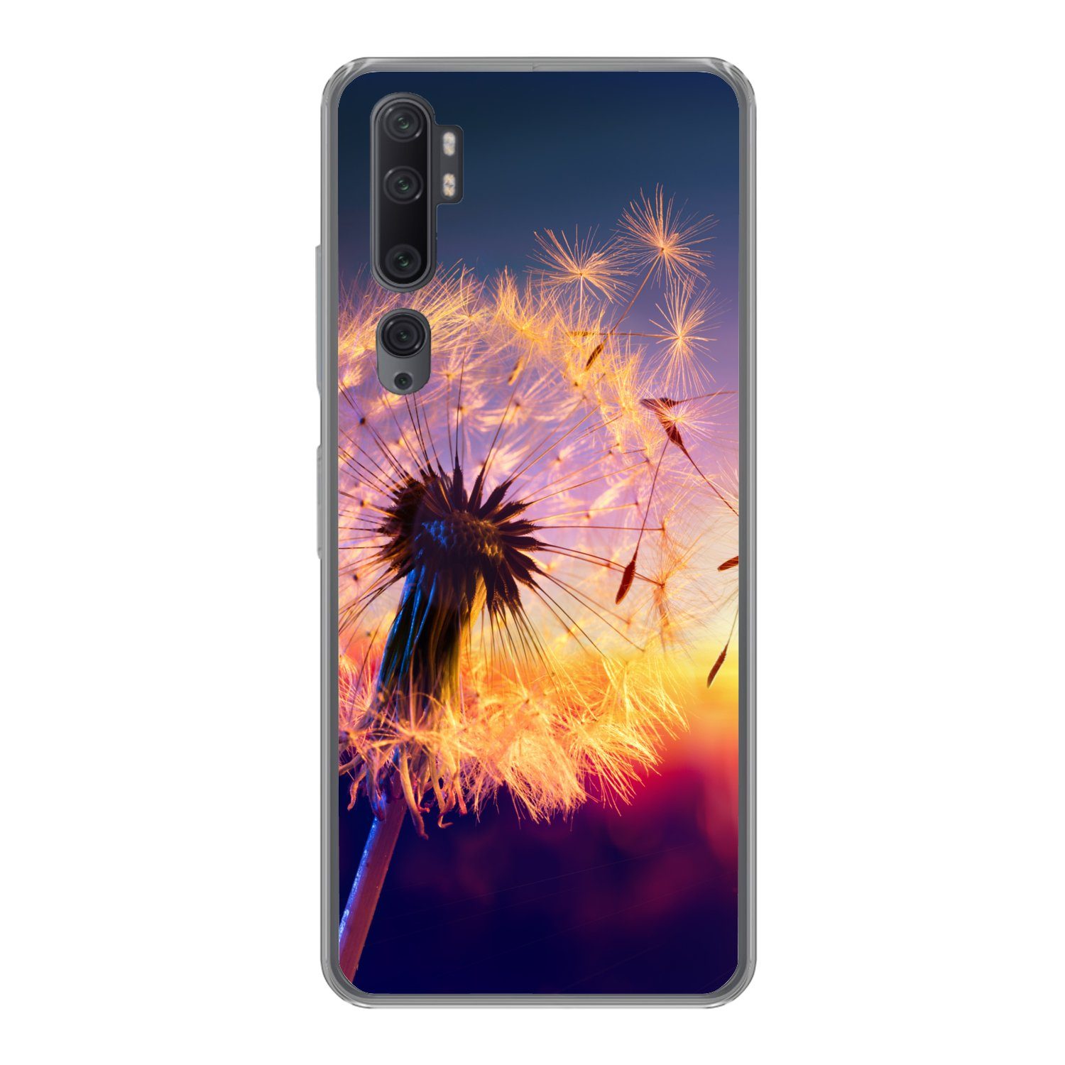 MuchoWow Handyhülle für Xiaomi Mi Note 10 Löwenzahn - Blumen - Sonnenuntergang - Horizont