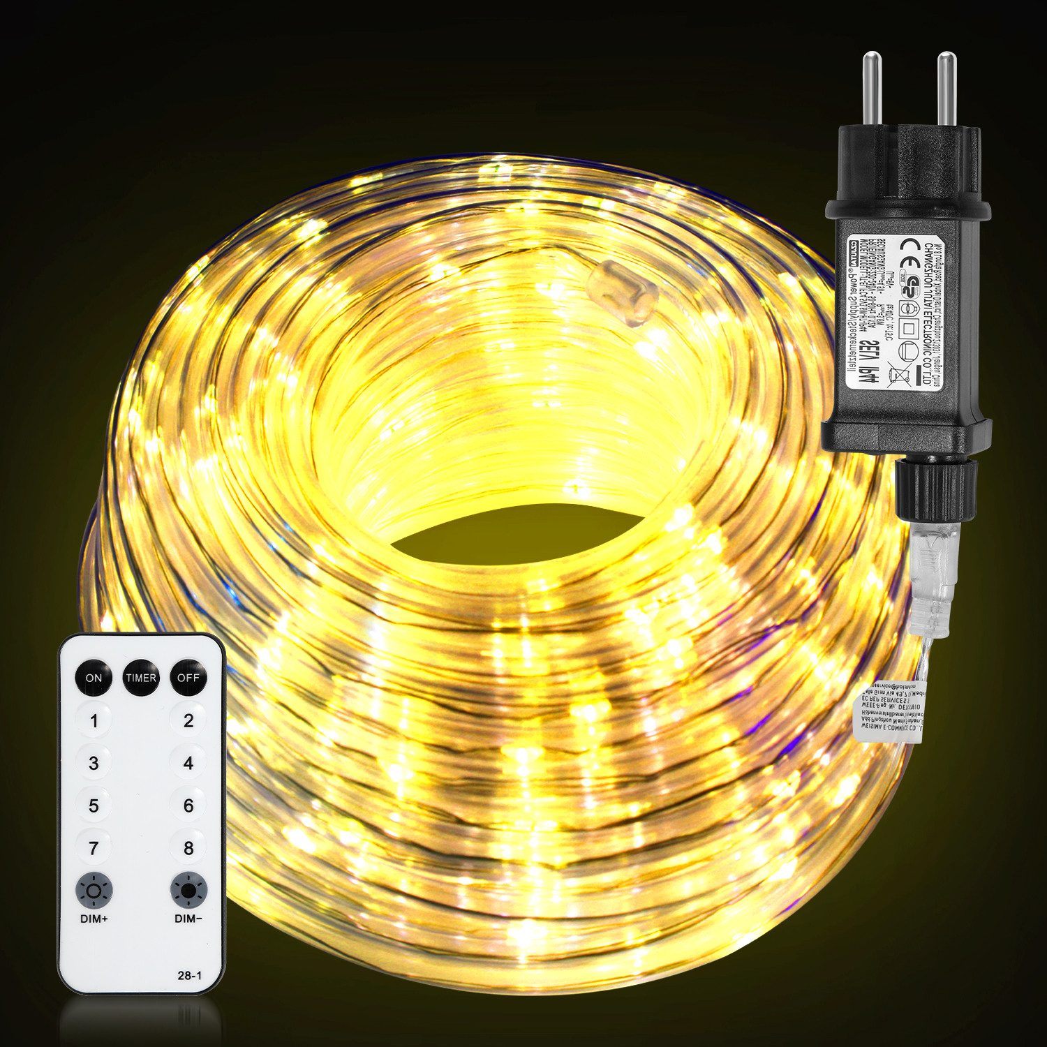 Clanmacy LED-Lichterschlauch LED Lichterschlauch Lichterkette 8 Modi IP65 Wasserdicht Warmweiß 10M