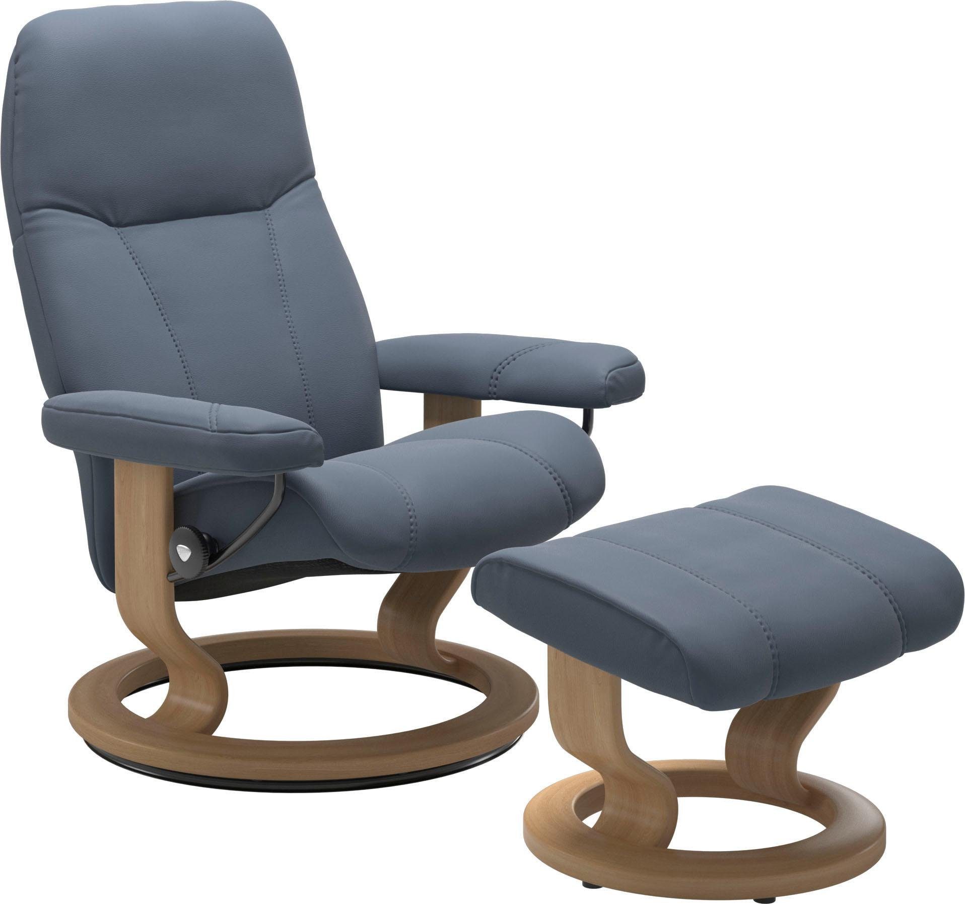 Stressless® Relaxsessel Consul (Set, Relaxsessel mit Hocker), mit Hocker, mit Classic Base, Größe M, Gestell Eiche