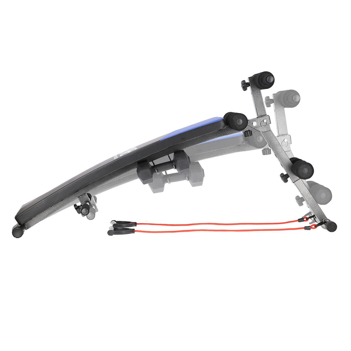ONE FITNESS Schrägbank Bauchtrainer Rückentrainer Sit-up-Bank, (Spar-Set, 1-tlg., 135 x 55 x 67 cm klappbar), klappbar, höhenverstellbar, inkl. Kurzhanteln & Expander