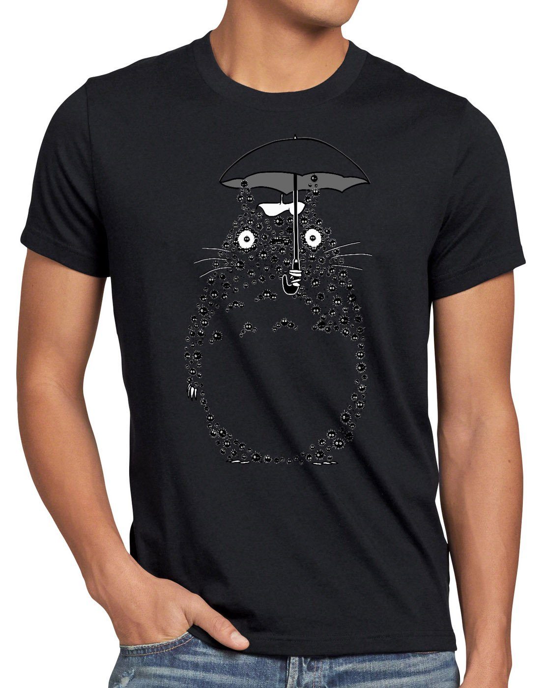 style3 Print-Shirt Herren T-Shirt Totoro Russmännchen neko mein nachbar anime tonari no schwarz