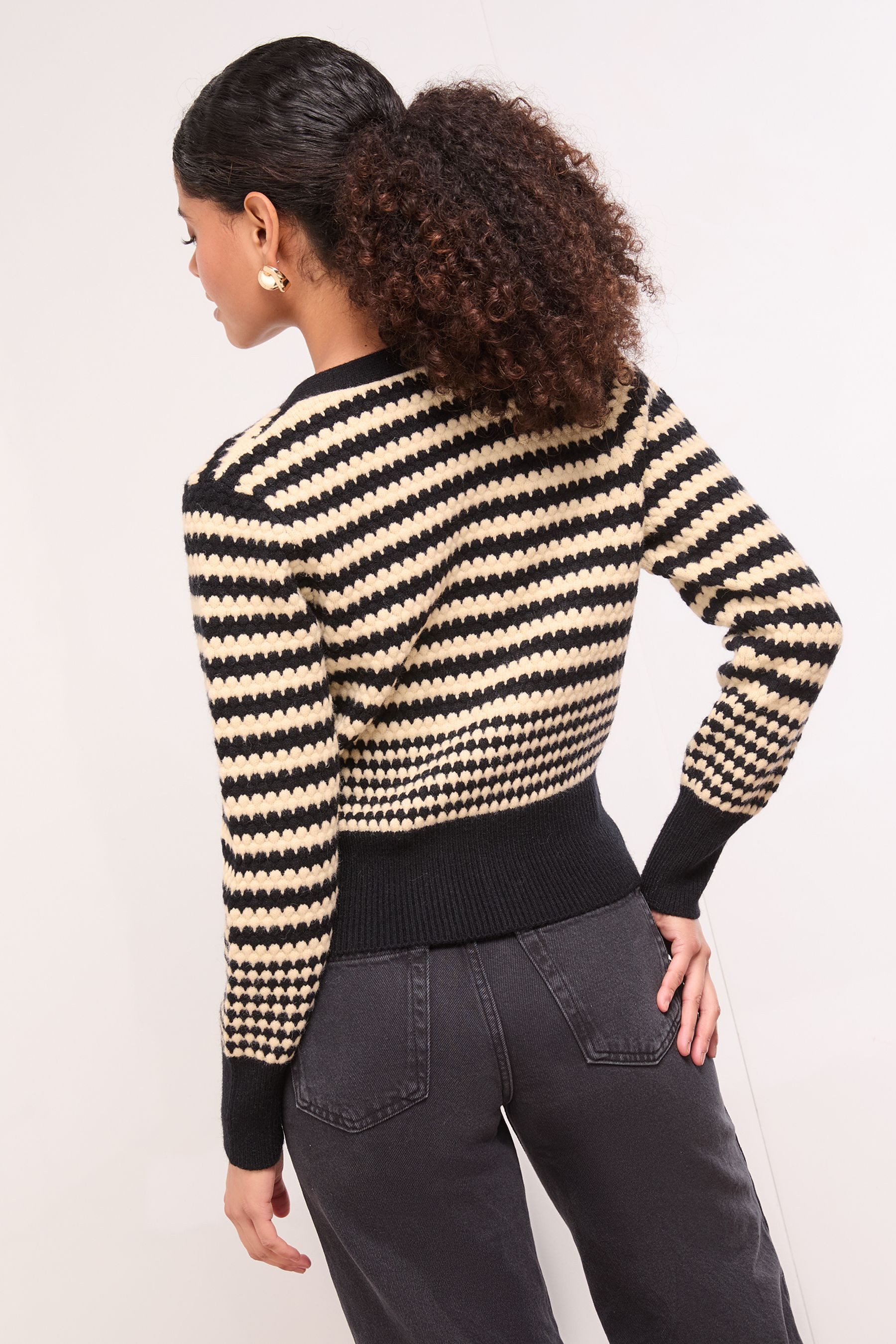 LIPSY Strickjacke Lipsy Zweireihige Strickjacke mit Streifen (1-tlg)