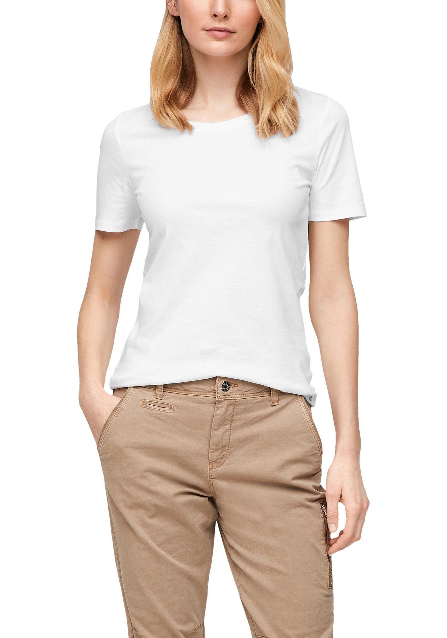 s.Oliver T-Shirt mit zartem Rollsaum weiß
