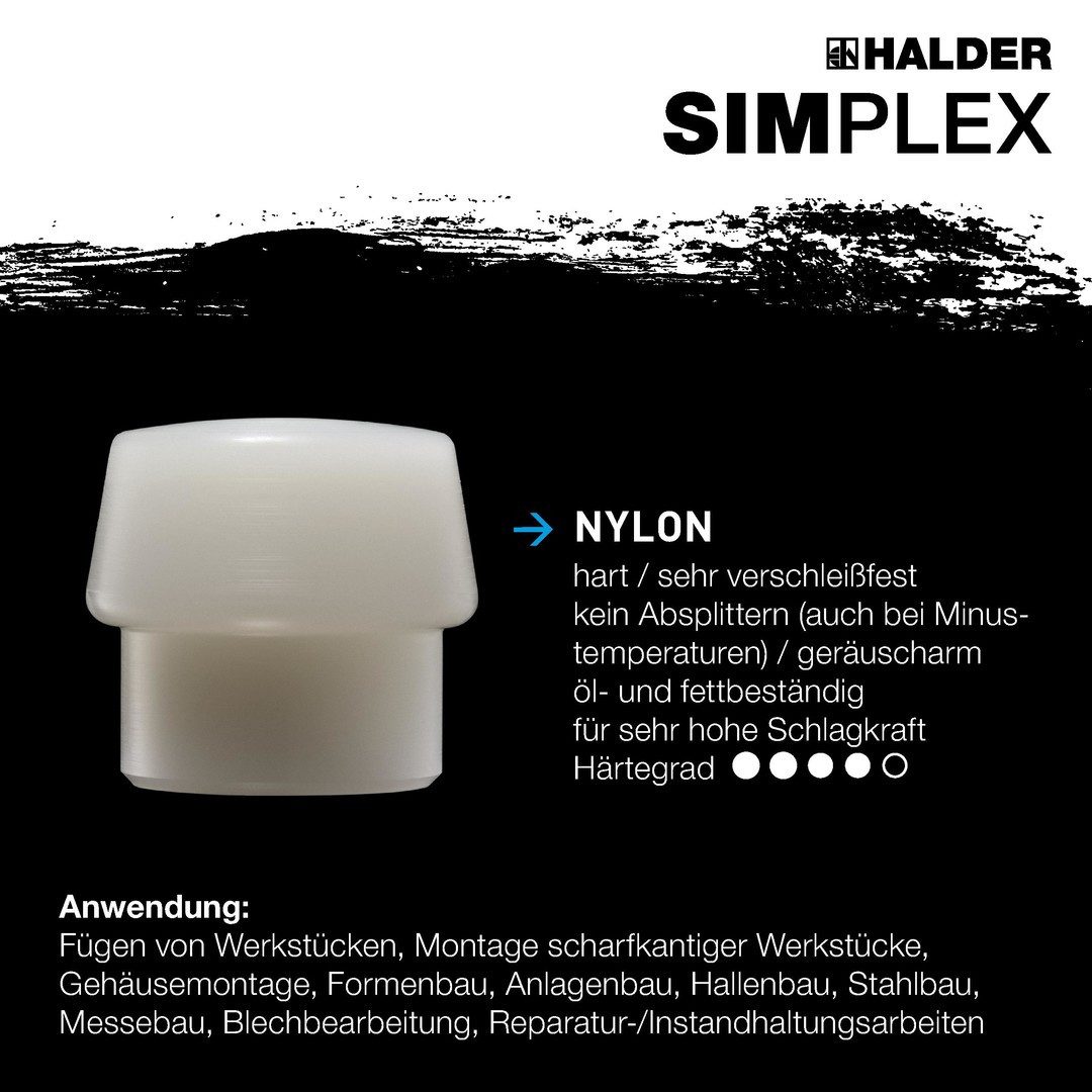 Gummihammer HALDER SIMPLEX Schonhammer Ø 30 mm Kupfer / Nylon mit verstärkem Tempe