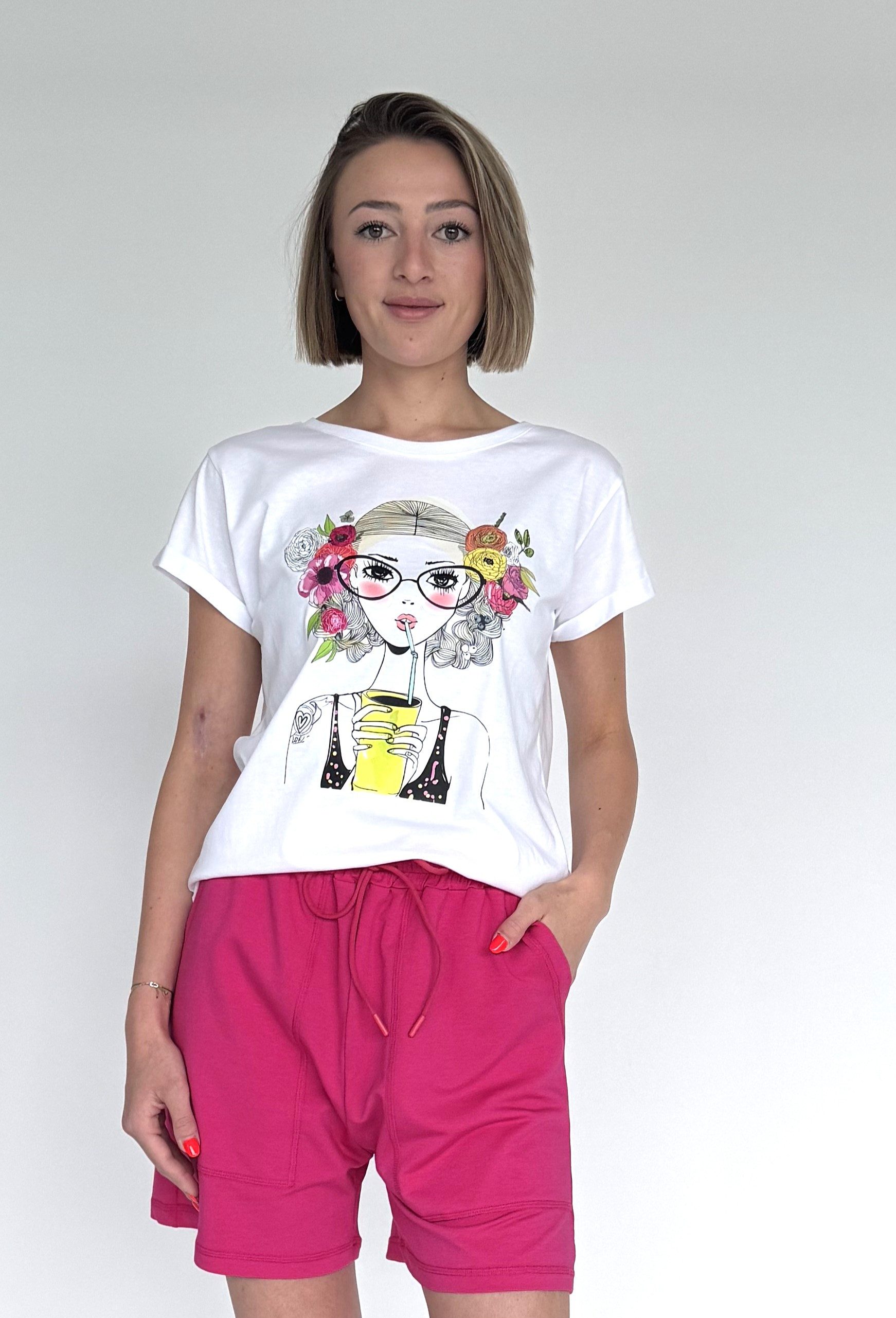 Zuckerwatte Print-Shirt Rundhalsshirt mit Boho Frontdruck günstig online kaufen