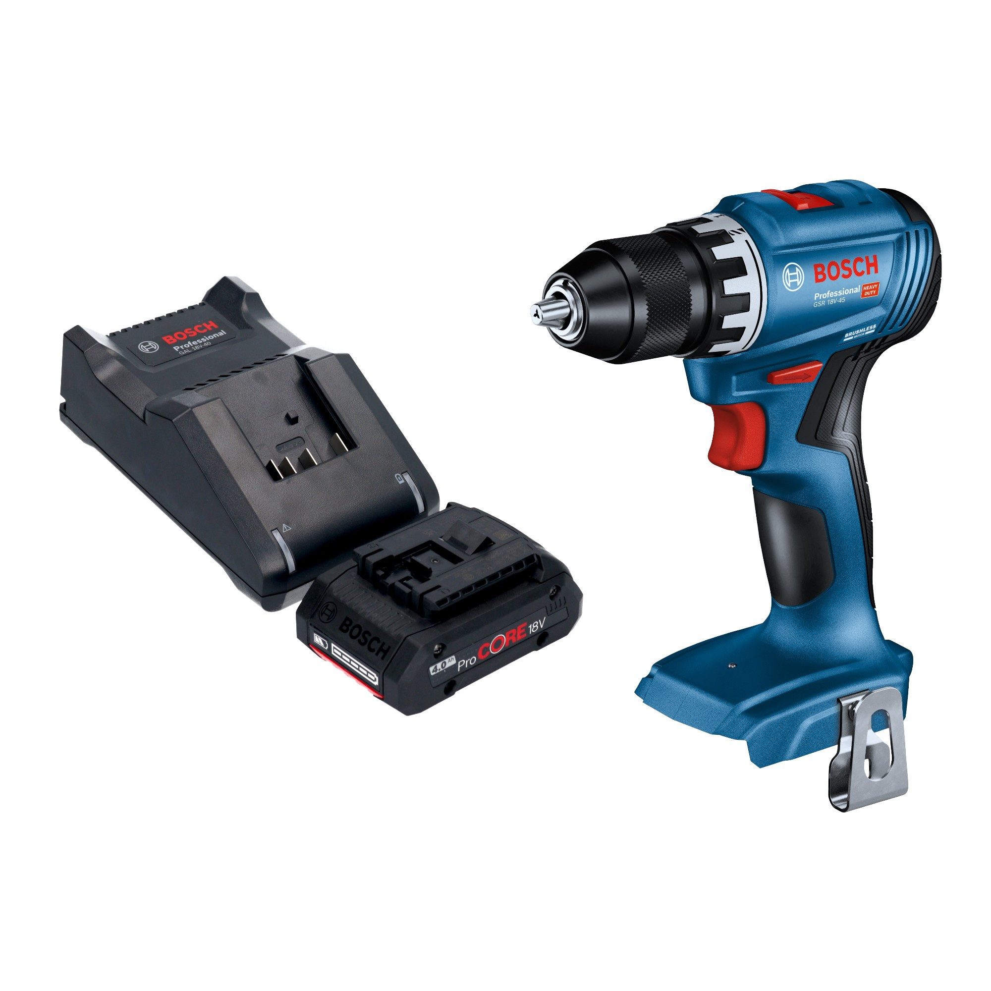 Bosch Professional Akku-Schrauber GSR 18V-45 Professional Akku Bohrschrauber 18 V 45 Nm Brushless + 1x