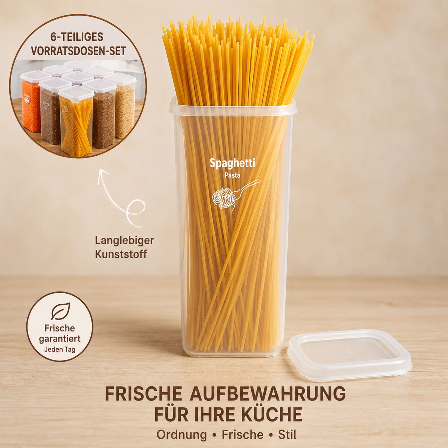 Jungengel Vorratsdose Groß 6x Stück Vorratsdosen Frischhaltedosen Aufbewahrungsdosen, (Set, 6-tlg., 6 passende Deckel, Gesamtvolumen 10,2 Liter, 6 Vorratsdosen  – Bild 3 von 4