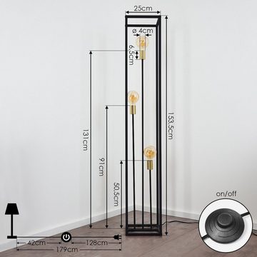 hofstein Stehlampe »Avola« Stehleuchte Bodenlampe aus Metall in Schwarz und Messingfarben, ohne Leuchtmittel, Industrial Look Standlampe mit Lichteffekt, E27, Fußschalter am Kabel