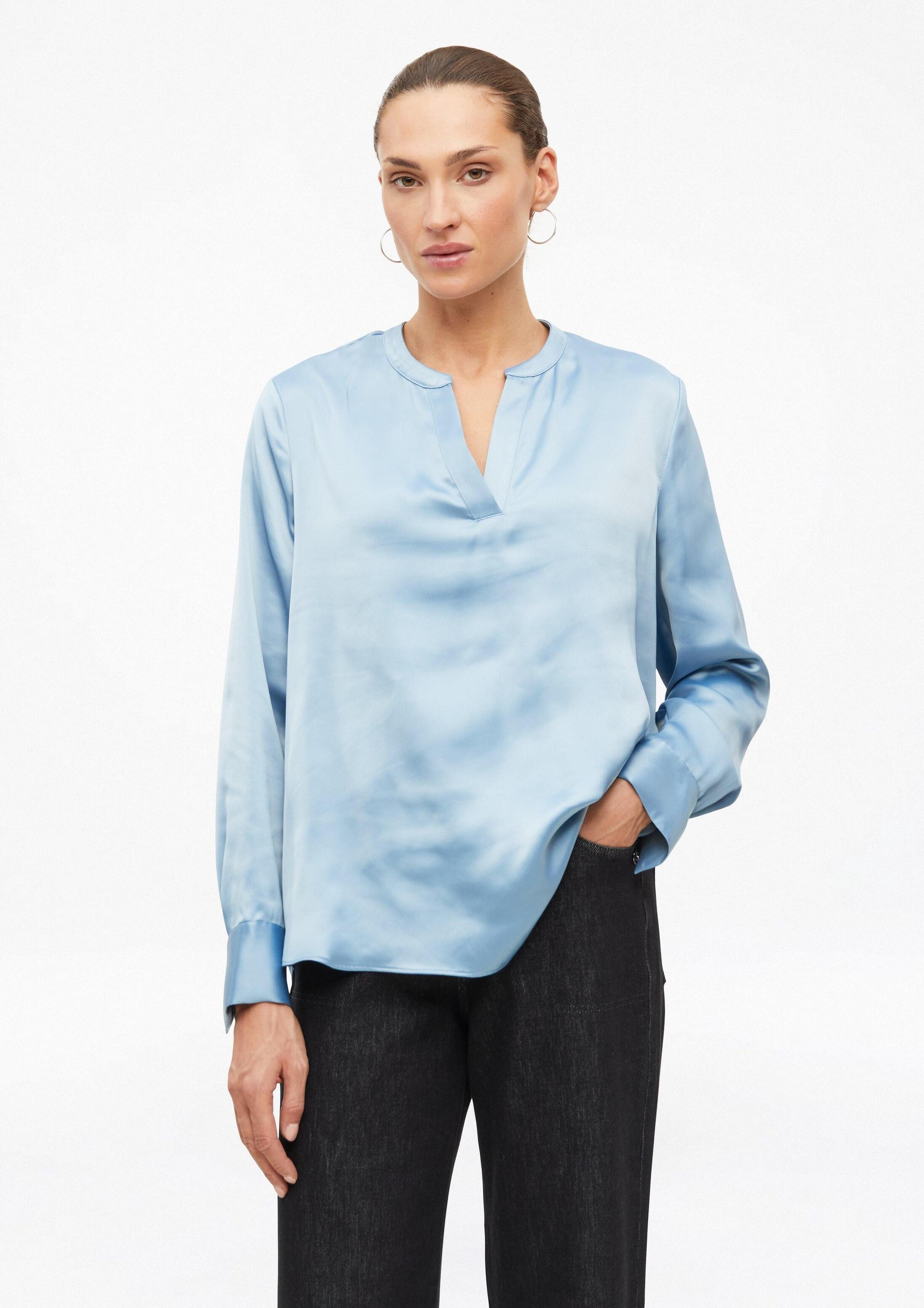 s.Oliver Langarmbluse Bluse Satinbluse mit Tunikaausschnitt
