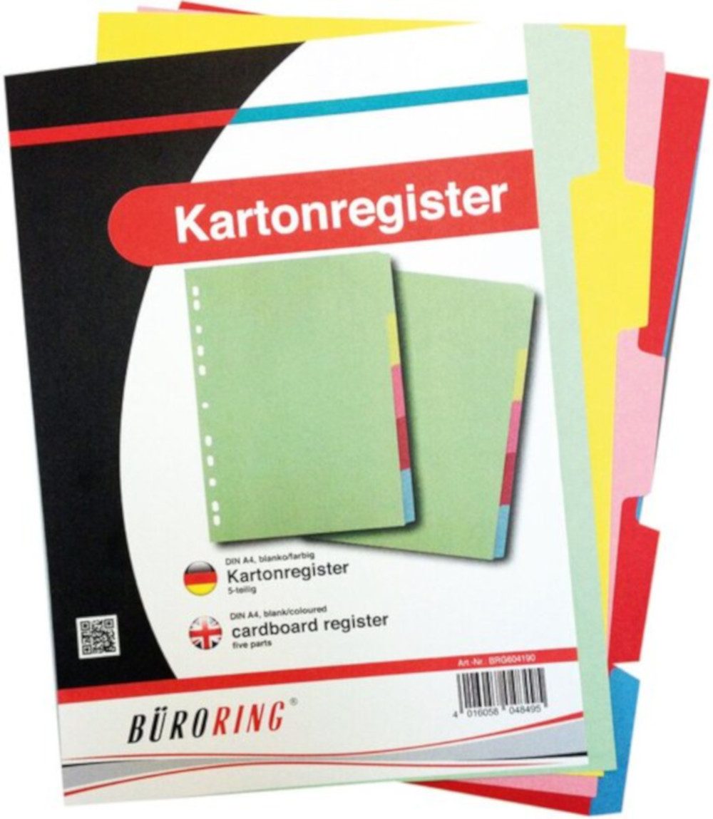 Aktenordner BÜRORING Register 5-tlg farbig blanco bunt Karton A4 BRG604190