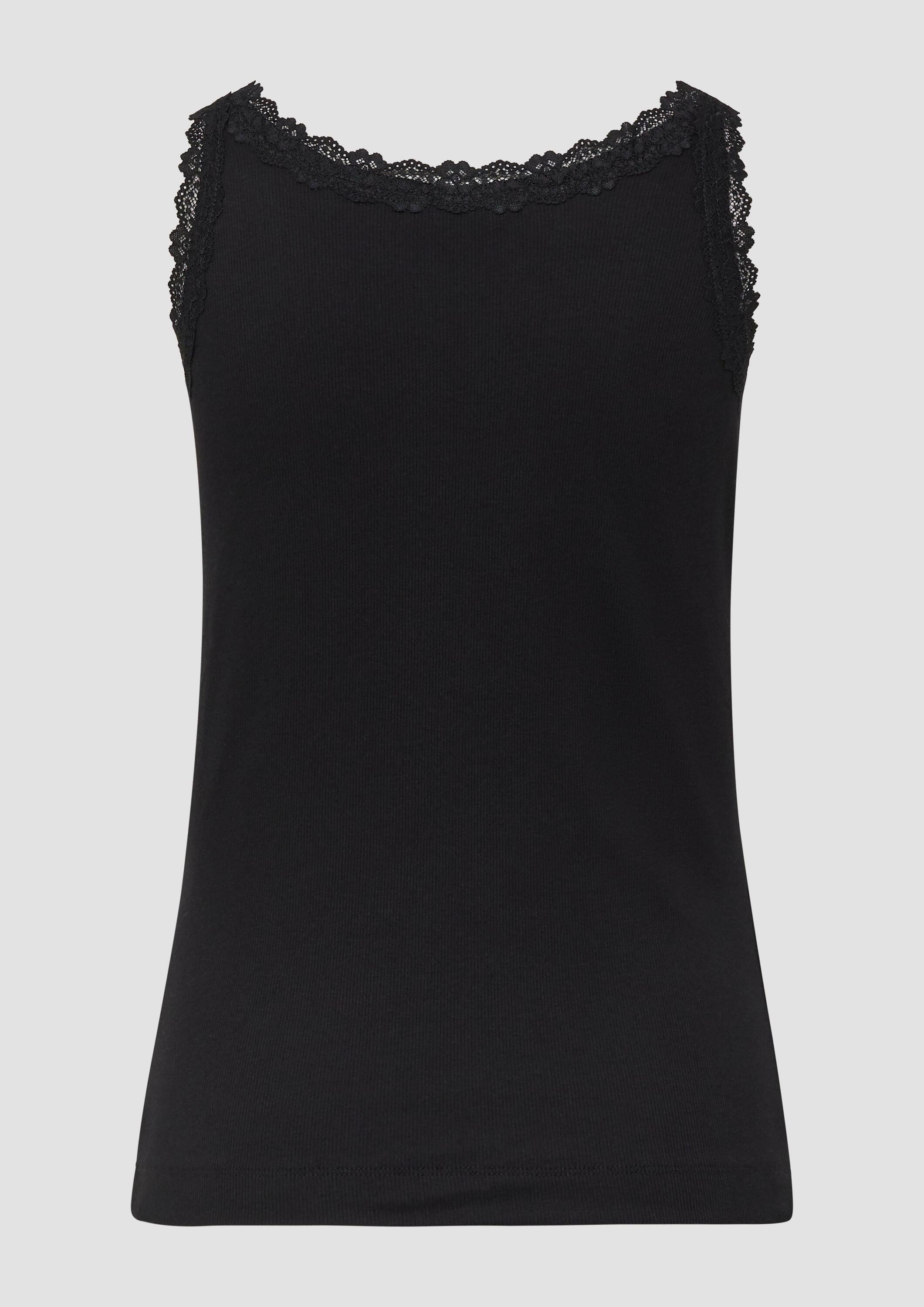 s.Oliver Muscleshirt T-Shirt Tanktop mit Spitzenbesatz günstig online kaufen