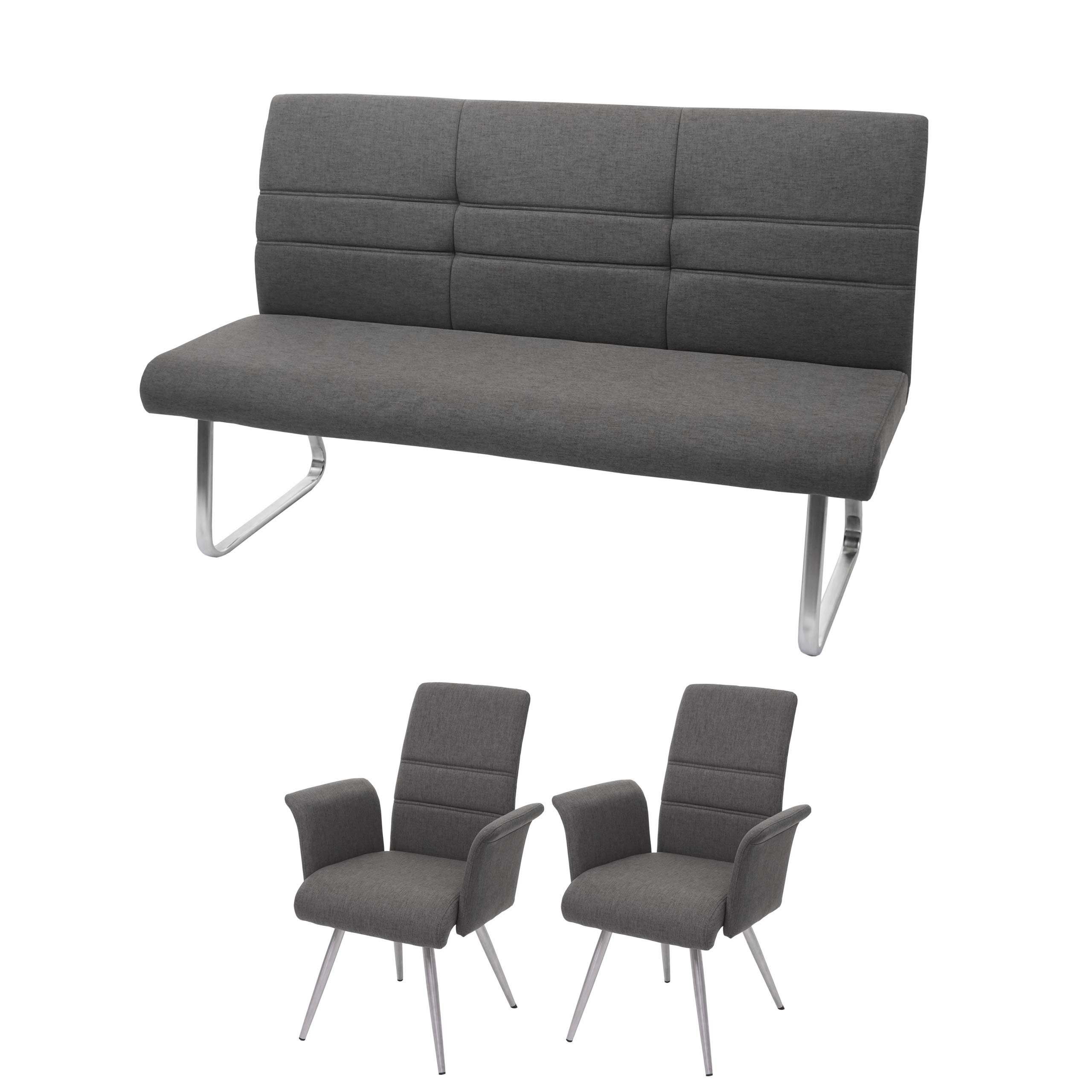 MCW Esszimmerstuhl MCW-G55-4 (Stühle mit Armlehne, 2 St), 2er-Set, inklusive 3-Sitzer Bank, mit Ziernaht, mit Fußbodenschoner