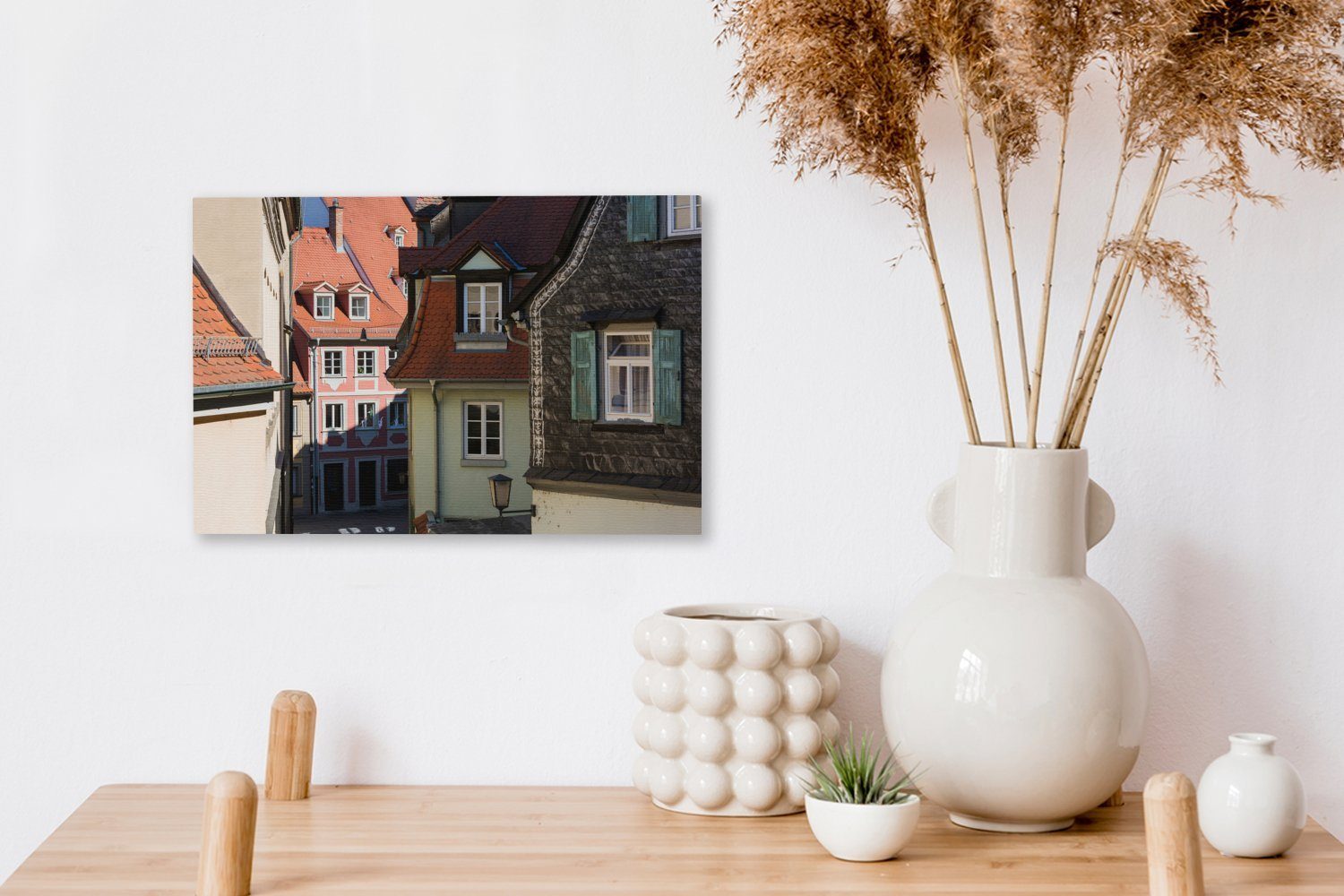 OneMillionCanvasses® Leinwandbild Aufhängefertig, cm Straße Wanddeko, (1 Eine St), Wandbild Zentrum Leinwandbilder, historischen 30x20 Bamberg, im von
