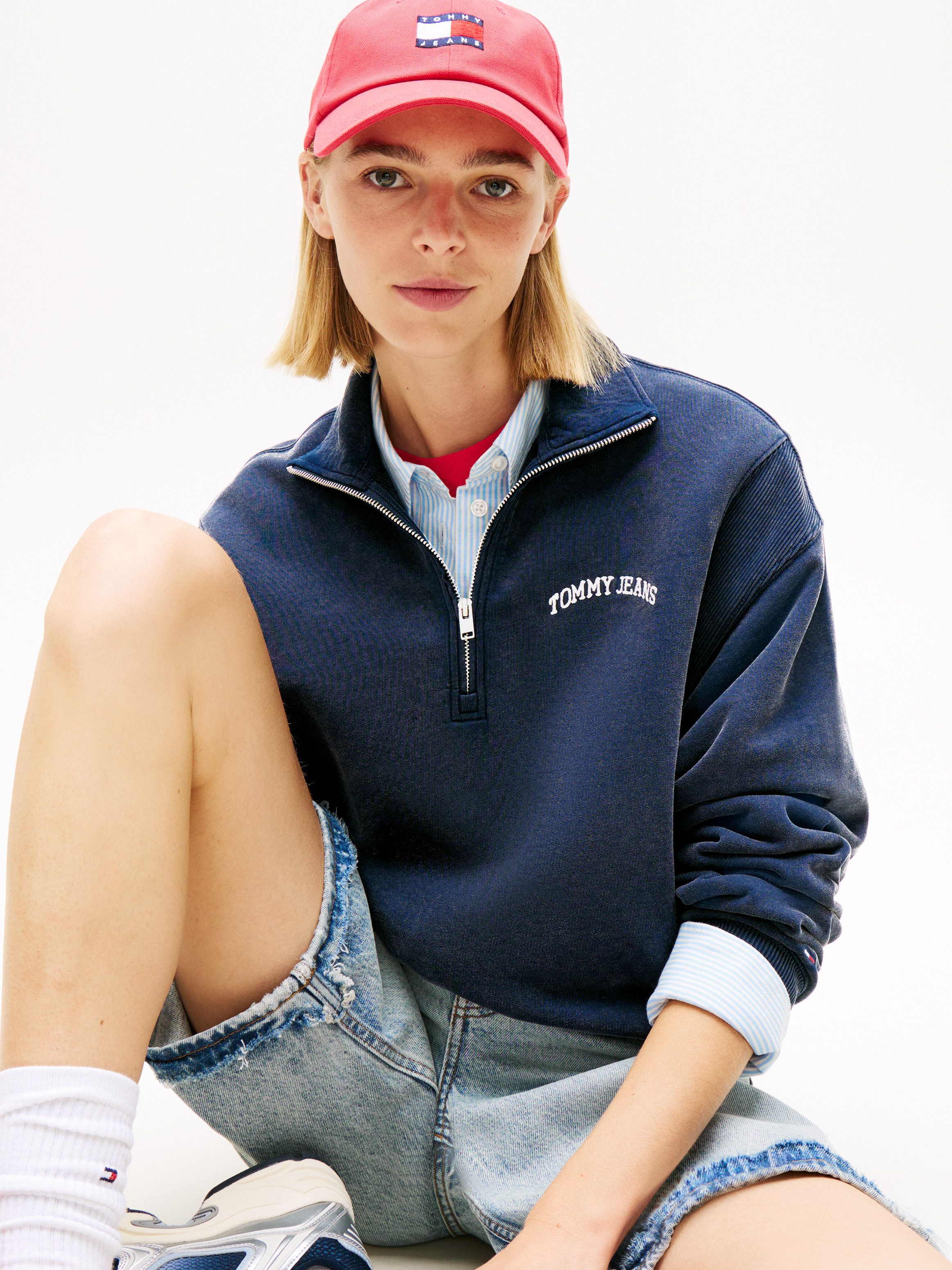 Tommy Jeans Sweatshirt TJW RLX SH VARSITY 1/4 ZIP Baumwolle, Relaxed Fit günstig online kaufen