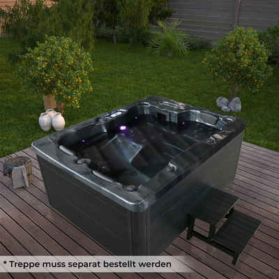 HOME DELUXE Whirlpool Outdoor Whirlpool BLACK MARBLE, (Inkl. Heizung, 27 Massagedüsen und 9 Lichtquellen, 1-tlg), Maße: 210 x 160 x 85 cm, Außen Whirlpool