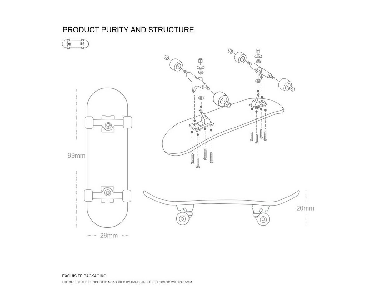 Thumbnail - RWEUOQ Miniskateboard Finger-Skateboard Fingerboard schreiendes und Flamme (2-St)
