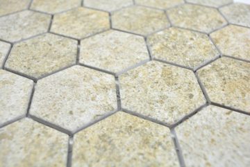 Mosani Mosaikfliesen Hexagonale Sechseck Mosaik Fliese Keramik Granit beige