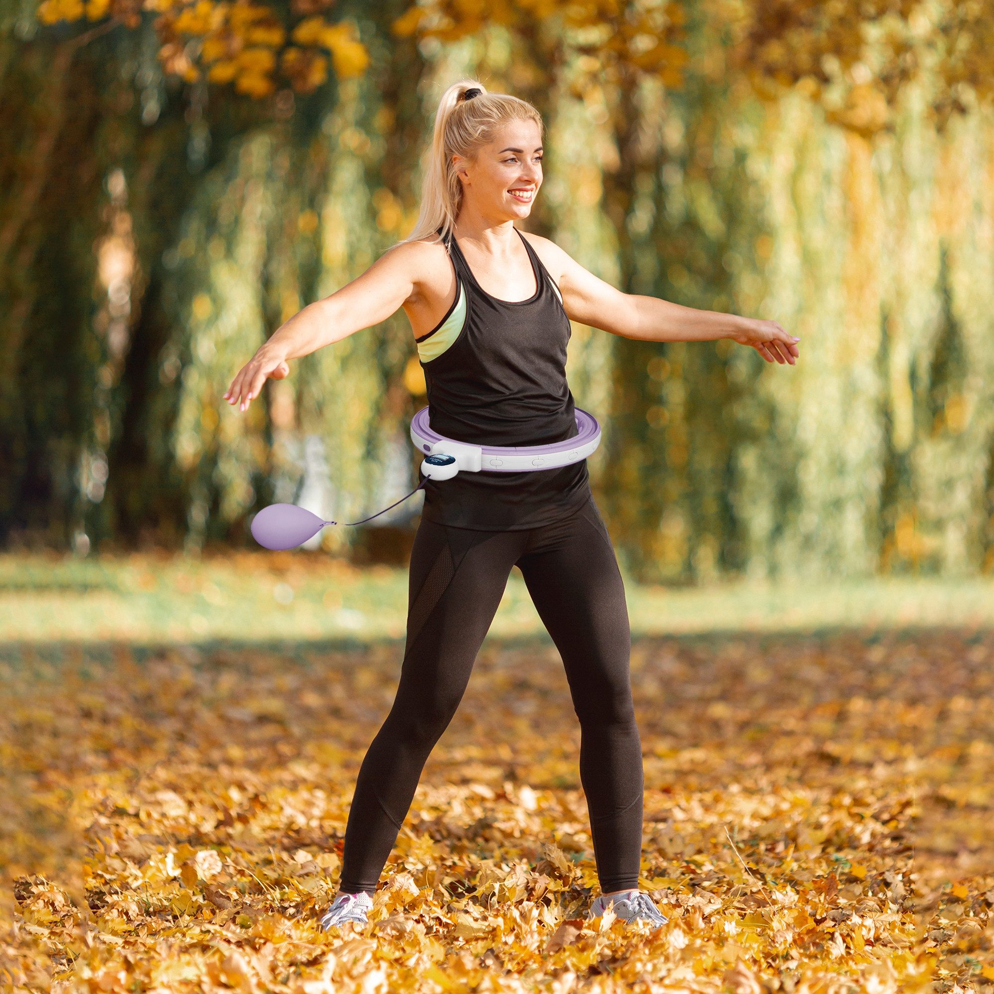 SPORTNOW Hula-Hoop-Reifen Erwachsene mit Gewicht Kugel Zähler 16 Knoten Smart Infinity (einstellbar Fitness leise Abnehmen Ausrüstung, 1-tlg., Fitnessgerät), für Gewichtsverlust, Fitness Violett