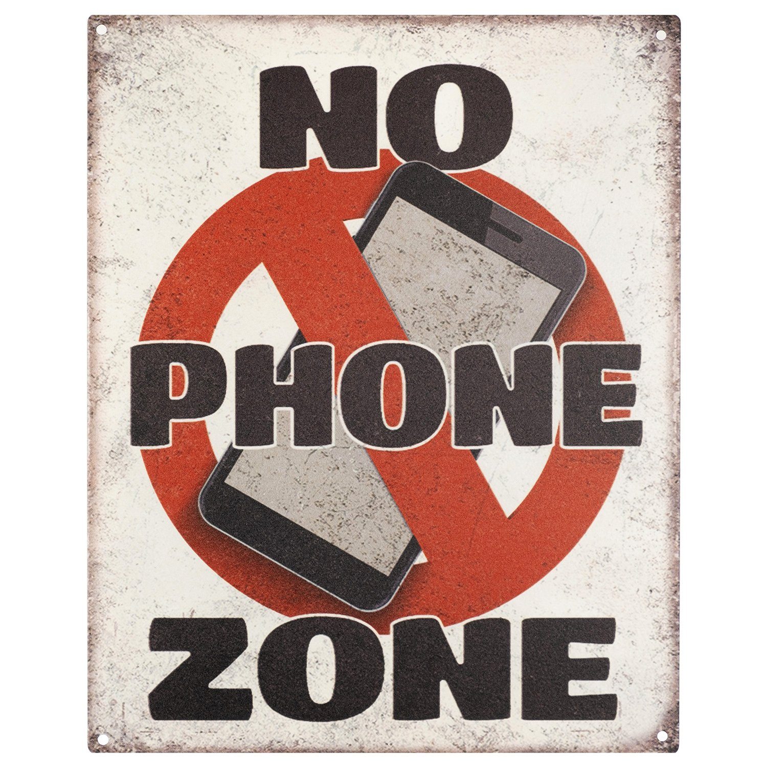 Metallschild Blechschild Handy verboten No Phone Zone