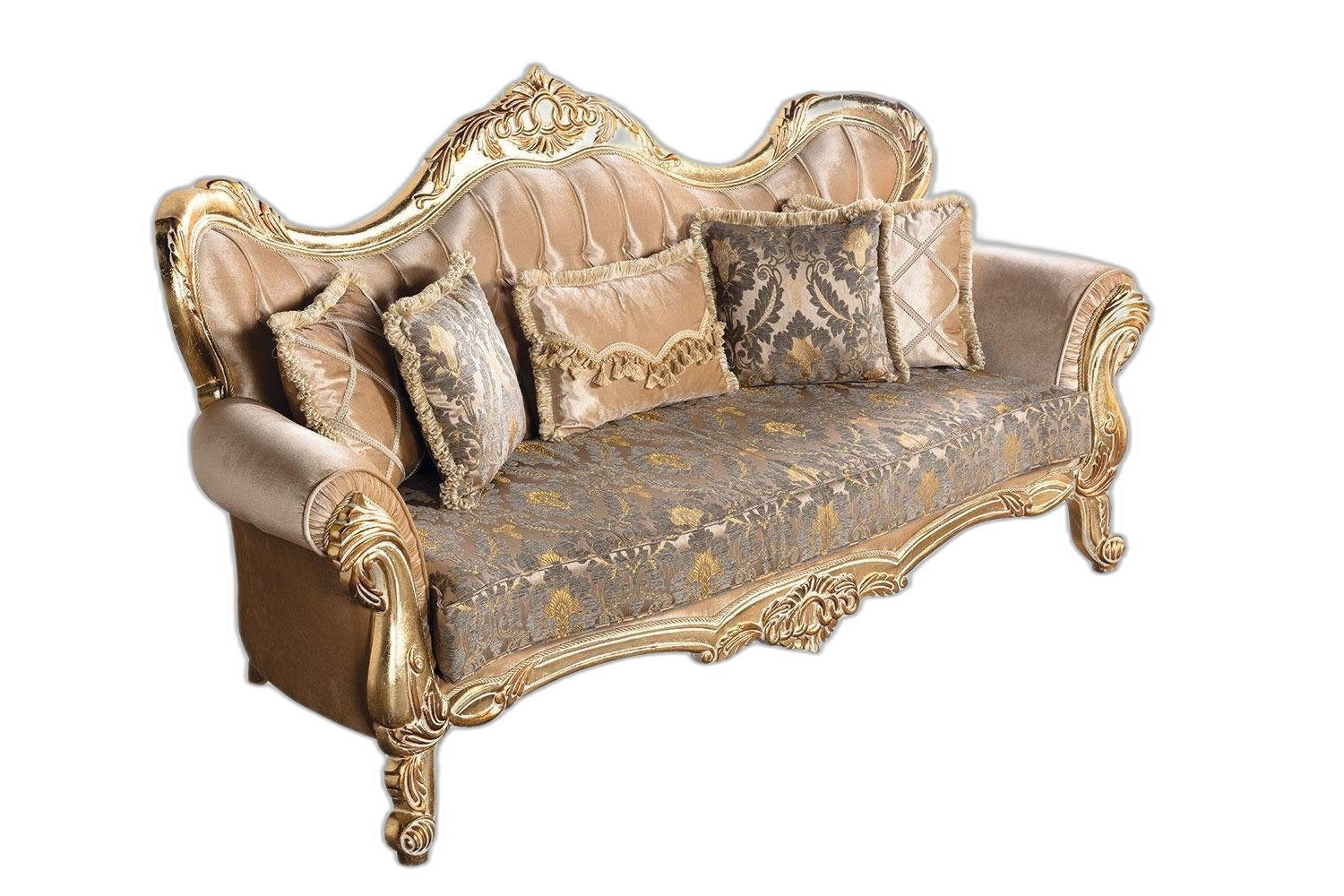Xlmoebel Chesterfield-Sofa Barockes Chesterfield Sofa in edlem Stoff mit eleganten Details, Hergestellt in Europa