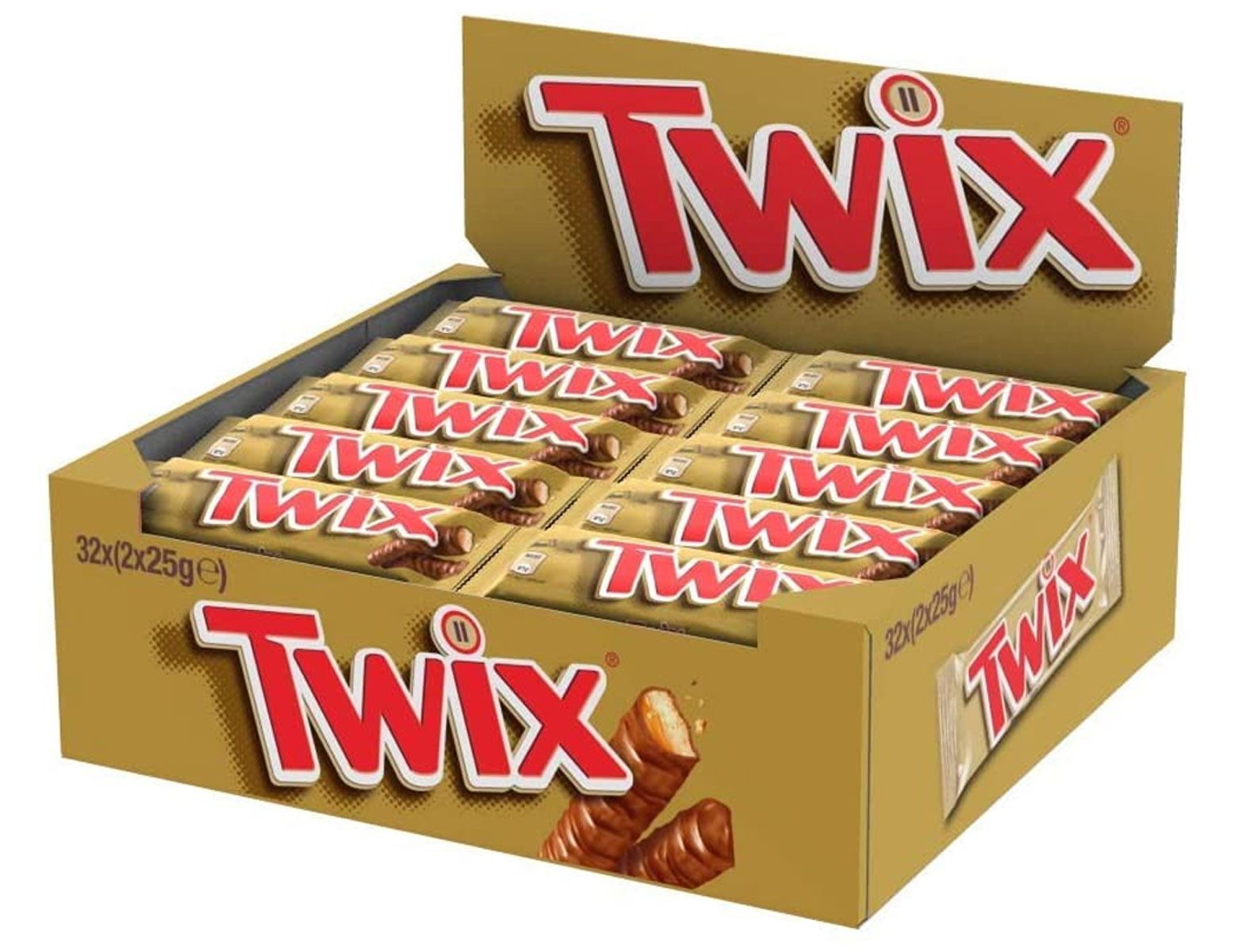 Twix Schokolade, Twix Riegel Keks mit Karamell umhüllt von Schokolade 50g 32er Pack