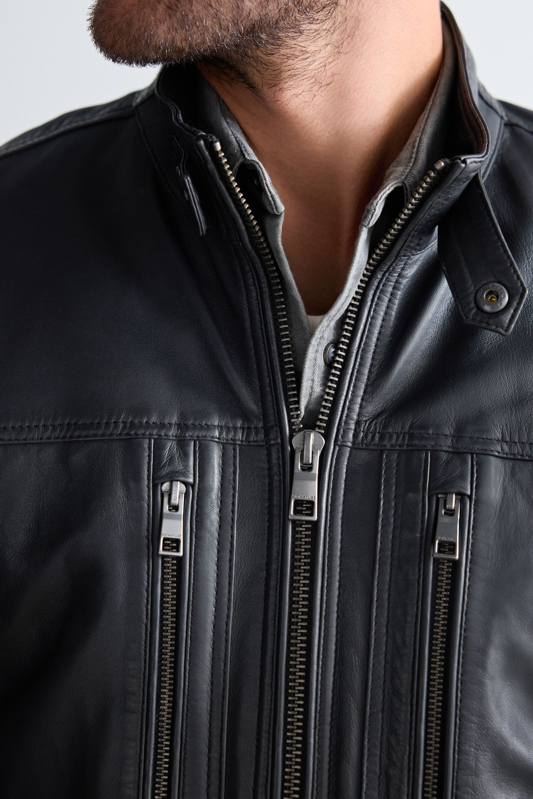 Next Lederjacke Signature Lederjacke mit Teddyfellfutter (1-St)