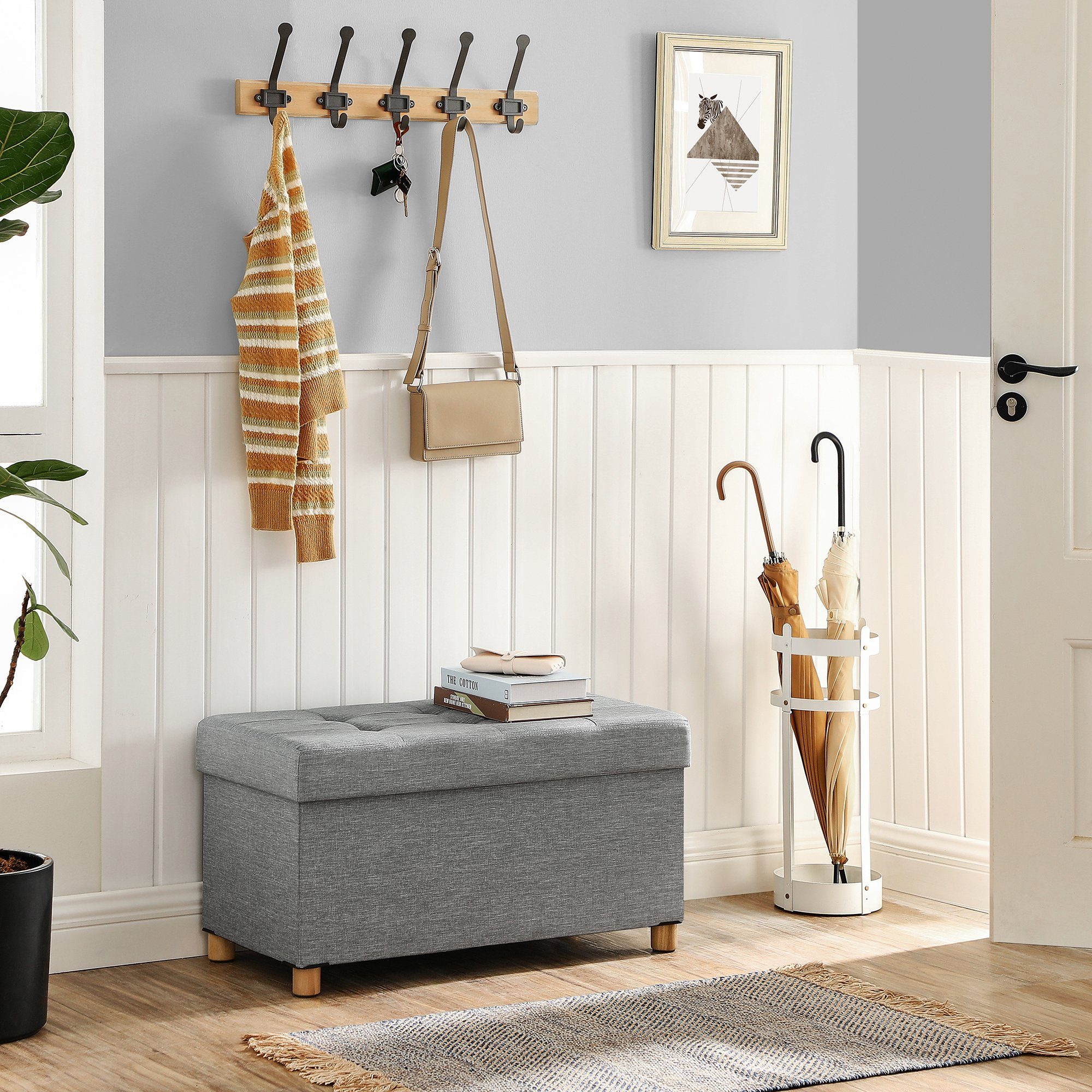 SONGMICS Sitzbank sitzhocker, 76/110cm mit Stauraum, klappbare Sitztruhe, F günstig online kaufen