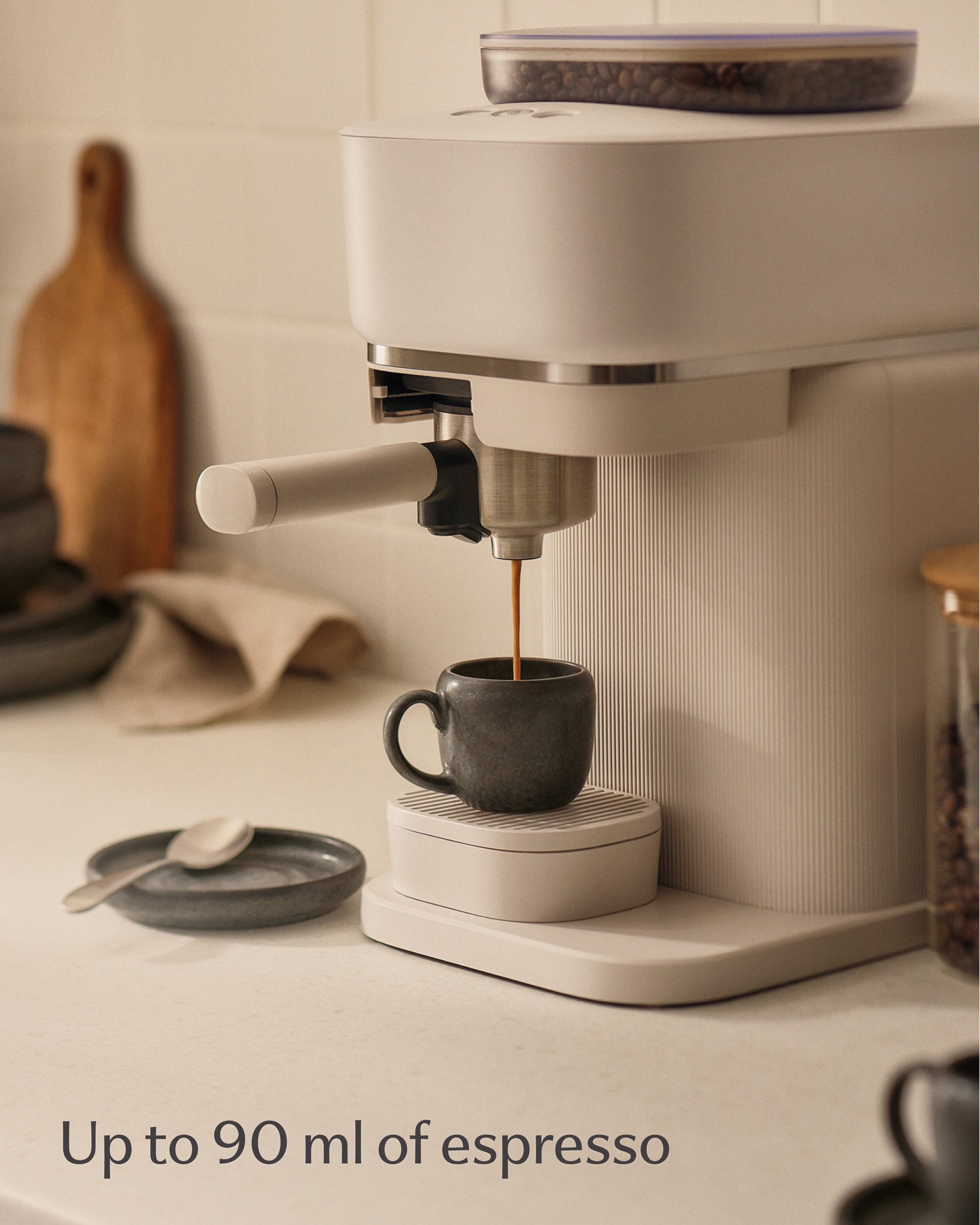 Cosumy Espressotasse 4er Espressotassen Set mit Untertassen Weiß – 90 ml Keramik Espresso, 4-tlg., Steingut, Handglasiert, Spülmaschinenfest & Mikrowellengeeign – Bild 3 von 5